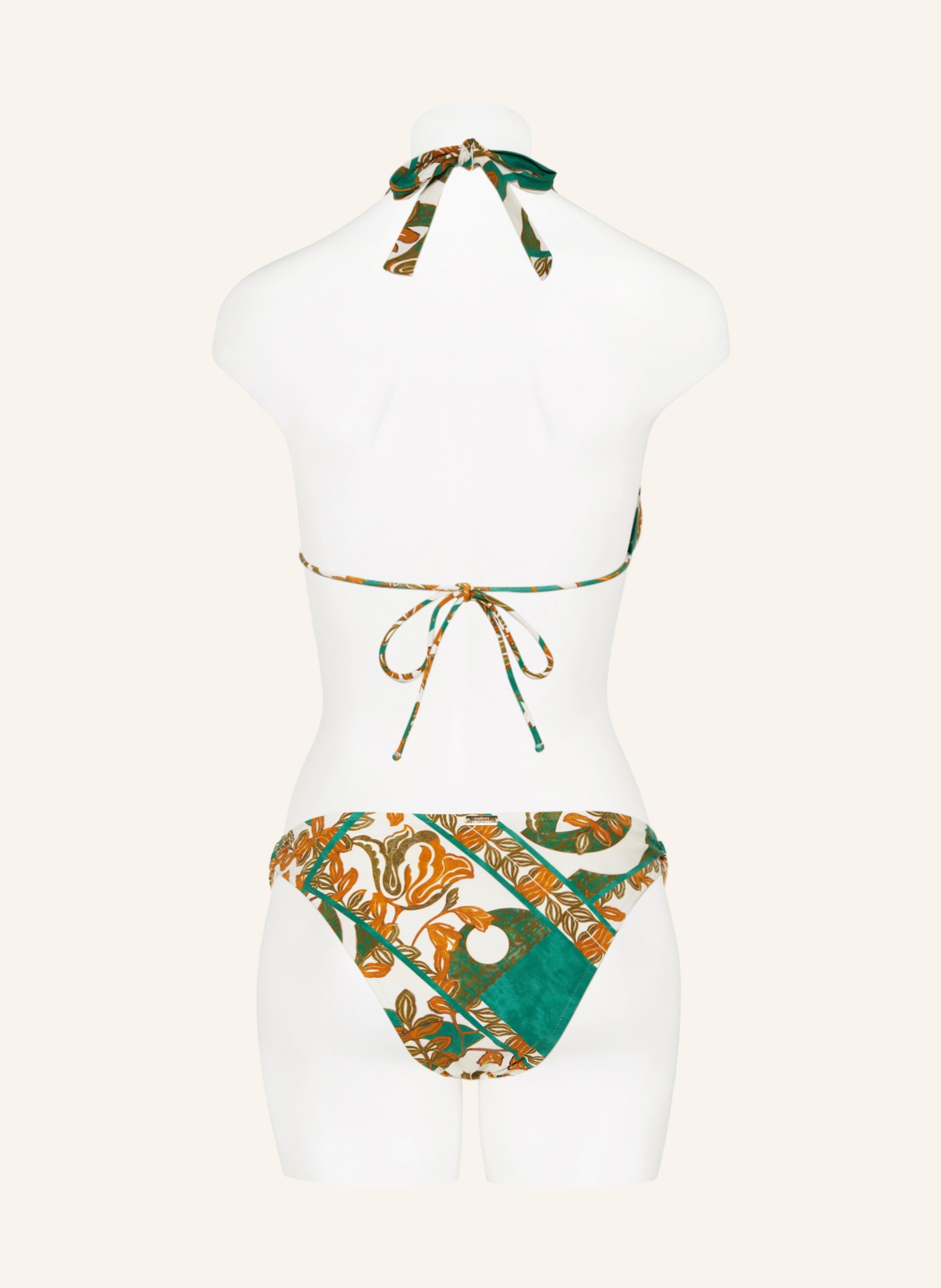 MARYAN MEHLHORN Triangle bikini top PERCEPTIONS, Color: CREAM/ GREEN/ COGNAC (Image 3)