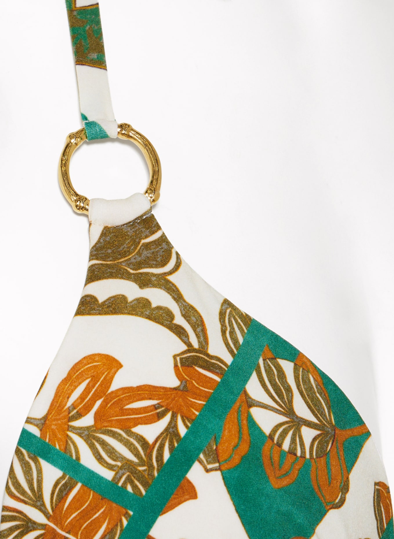 MARYAN MEHLHORN Triangle bikini top PERCEPTIONS, Color: CREAM/ GREEN/ COGNAC (Image 4)