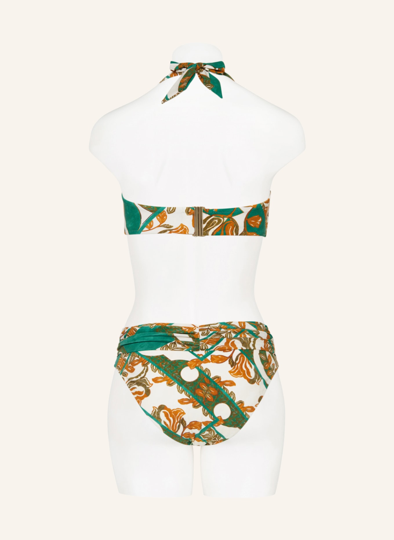MARYAN MEHLHORN Halter neck bikini top PERCEPTIONS, Color: ECRU/ GREEN/ COGNAC (Image 3)