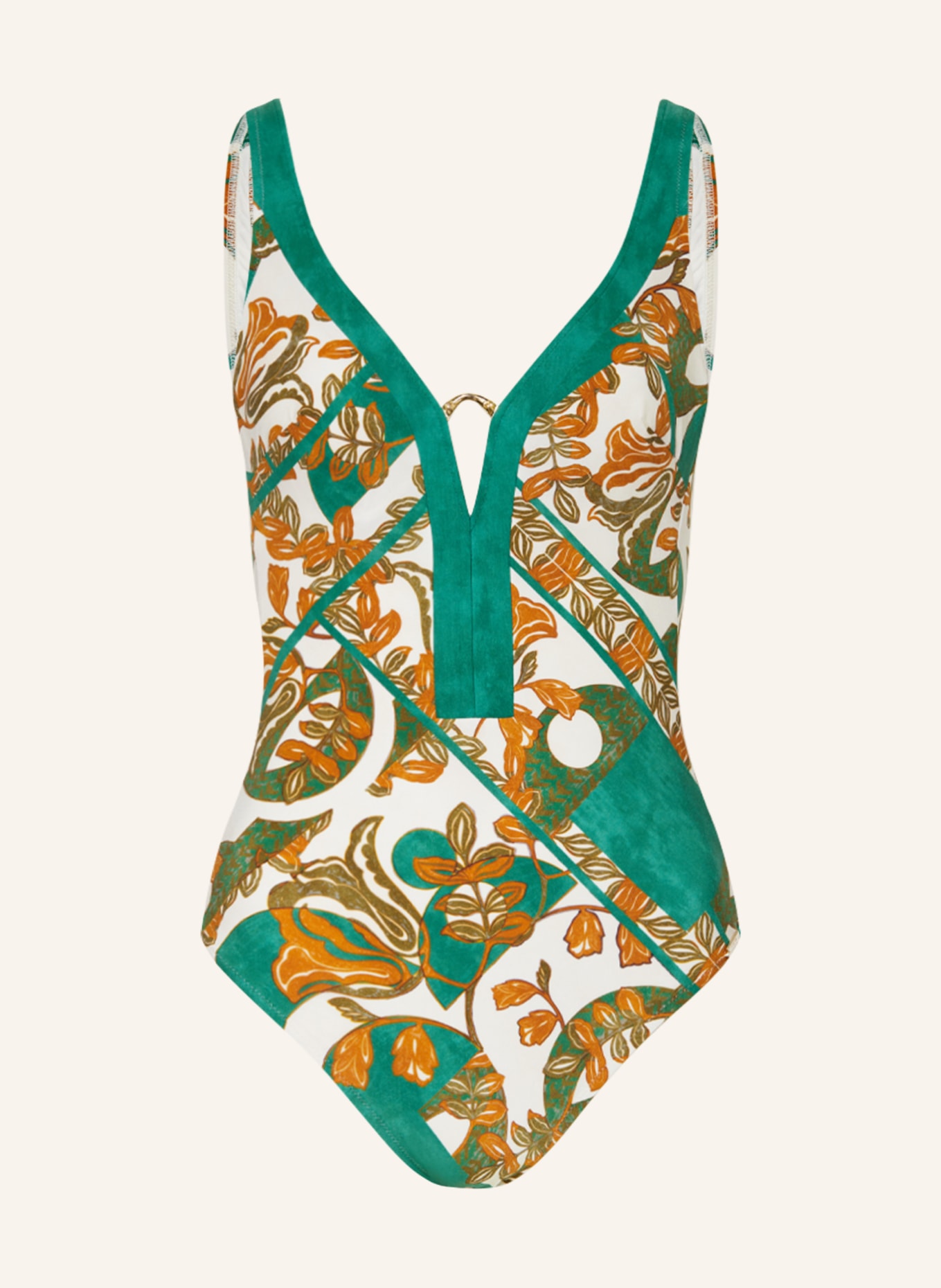 MARYAN MEHLHORN Underwire swimsuit PERCEPTIONS, Color: ECRU/ GREEN/ COGNAC (Image 1)