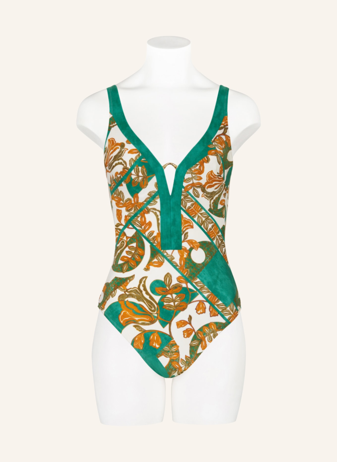 MARYAN MEHLHORN Underwire swimsuit PERCEPTIONS, Color: ECRU/ GREEN/ COGNAC (Image 2)