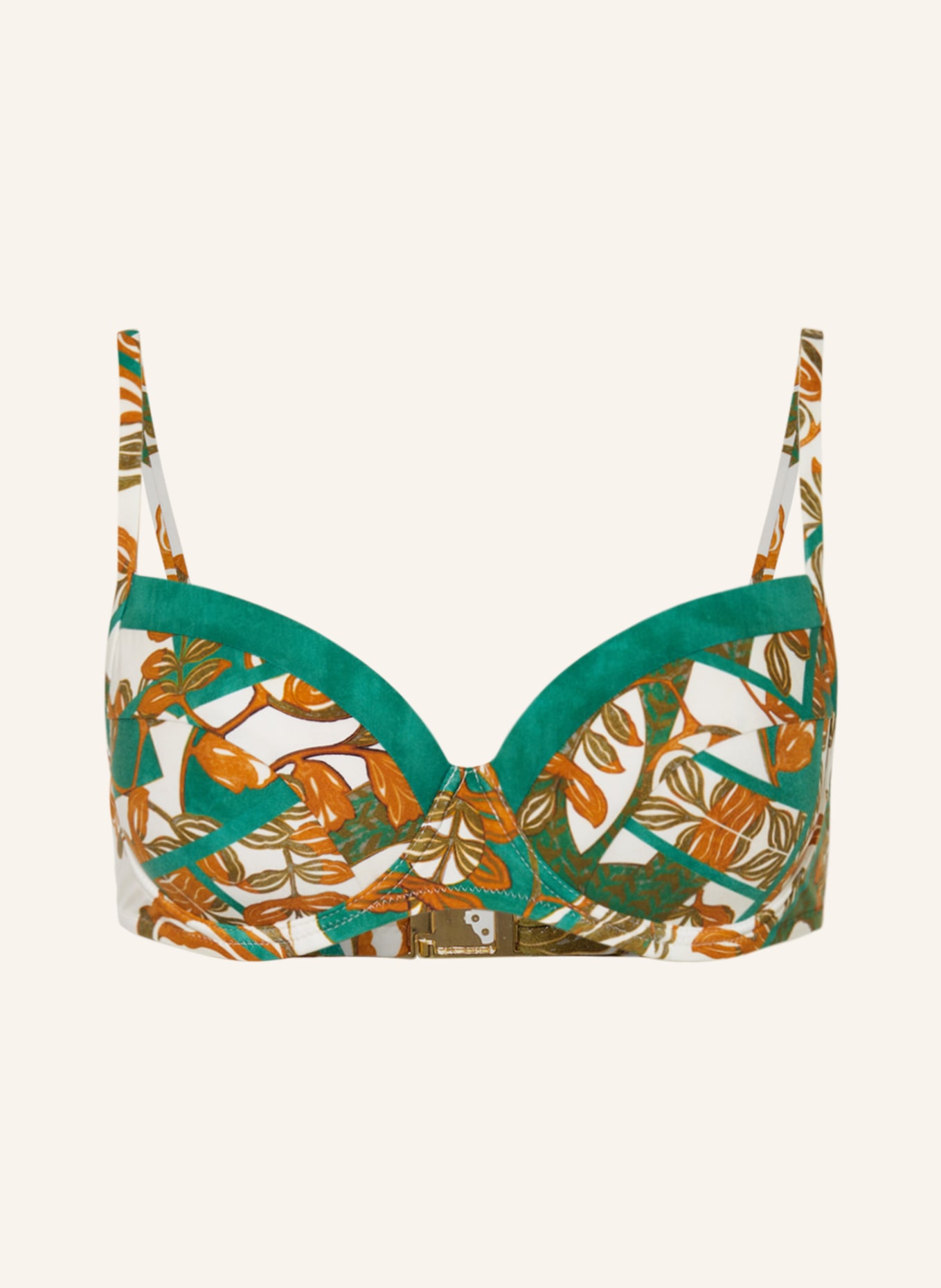 MARYAN MEHLHORN Underwired bikini top PERCEPTIONS, Color: ECRU/ GREEN/ COGNAC (Image 1)