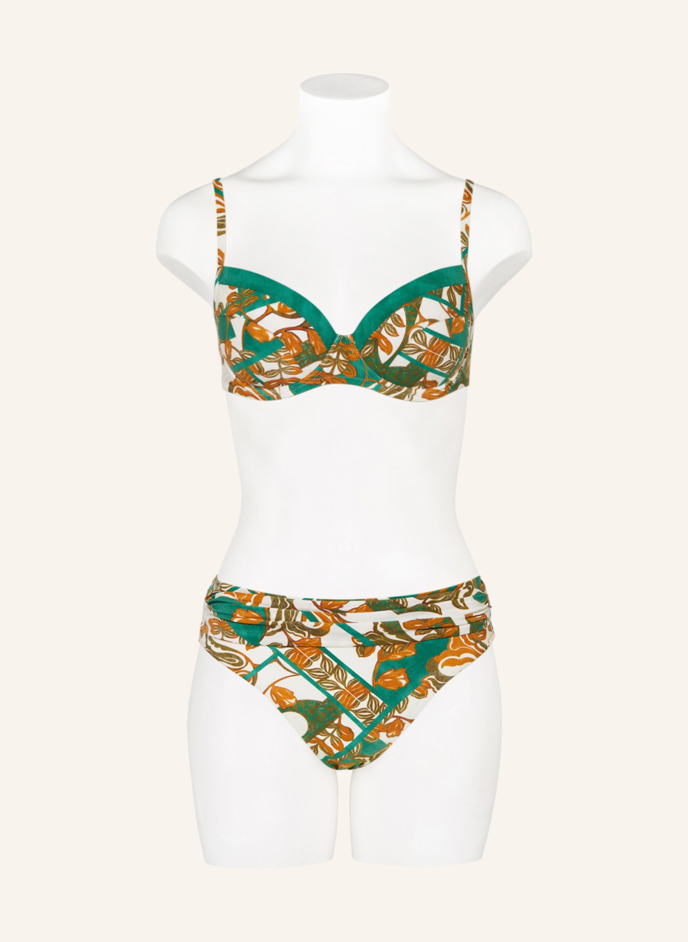 MARYAN MEHLHORN Underwired bikini top PERCEPTIONS, Color: ECRU/ GREEN/ COGNAC (Image 2)
