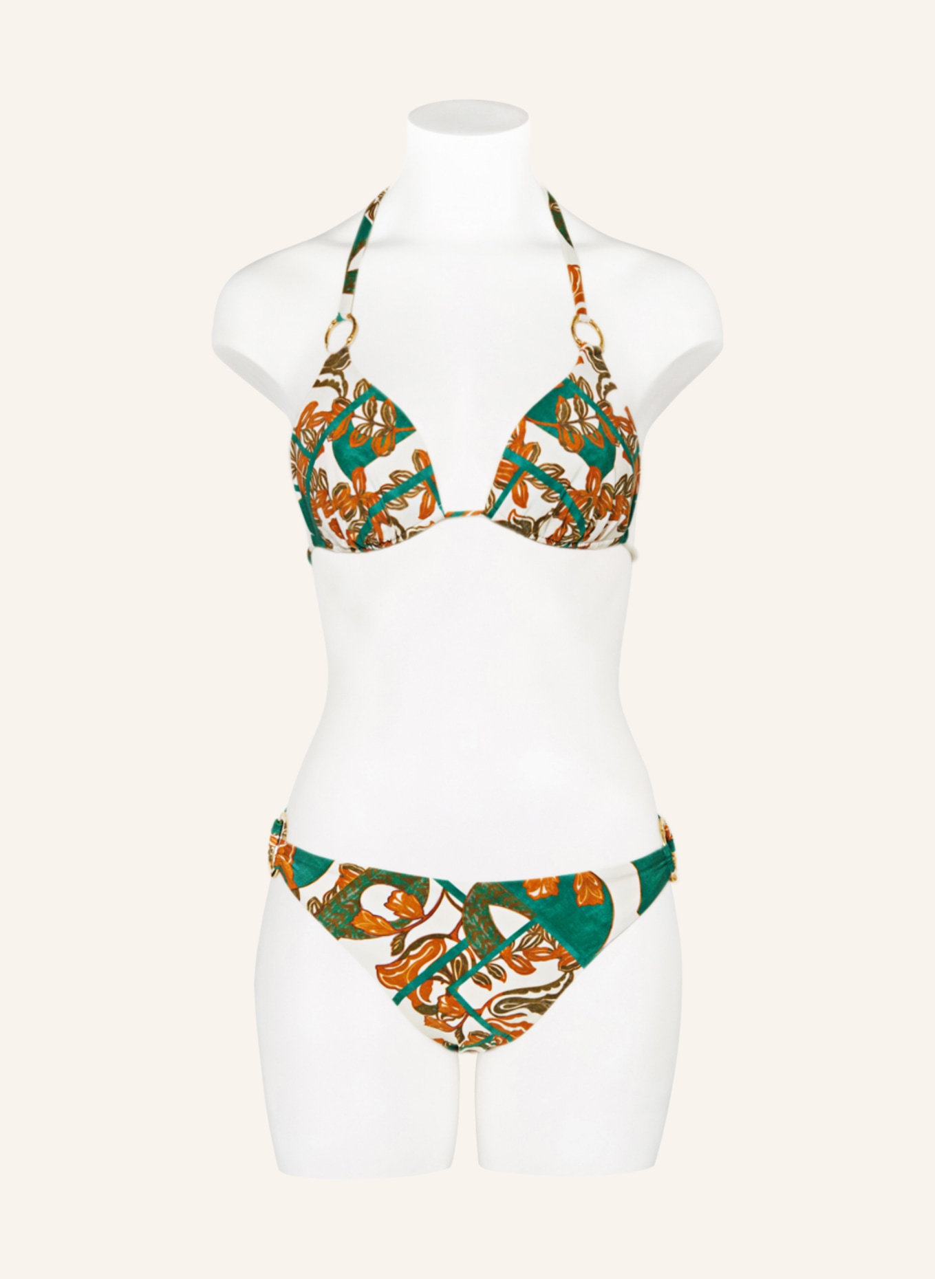 MARYAN MEHLHORN Brazilian bikini bottoms PERCEPTIONS, Color: ECRU/ GREEN/ COGNAC (Image 2)