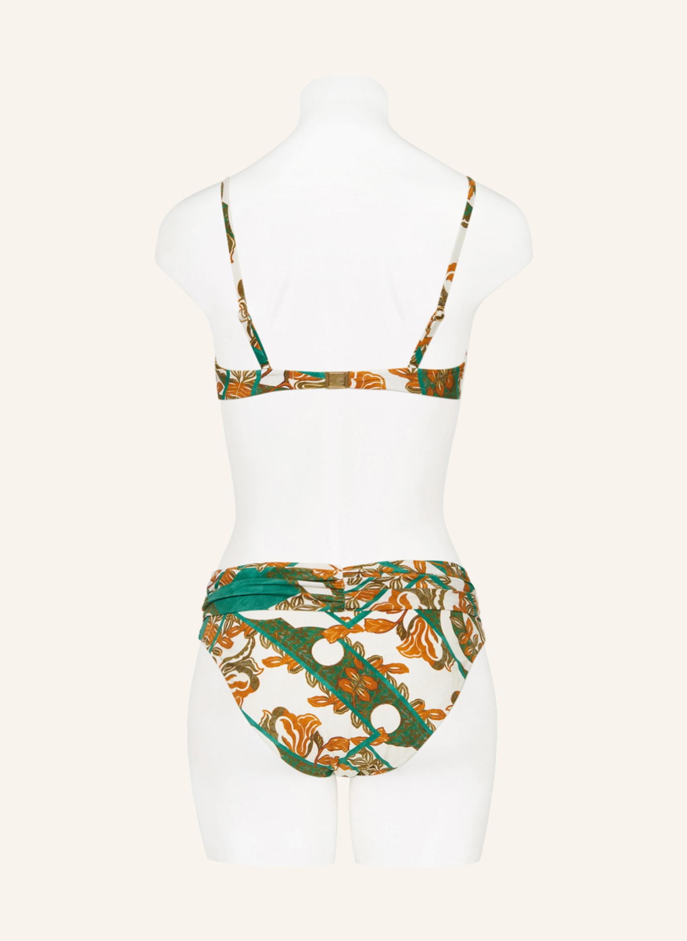 MARYAN MEHLHORN High-waist bikini bottoms PERCEPTIONS, Color: ECRU/ GREEN/ COGNAC (Image 3)