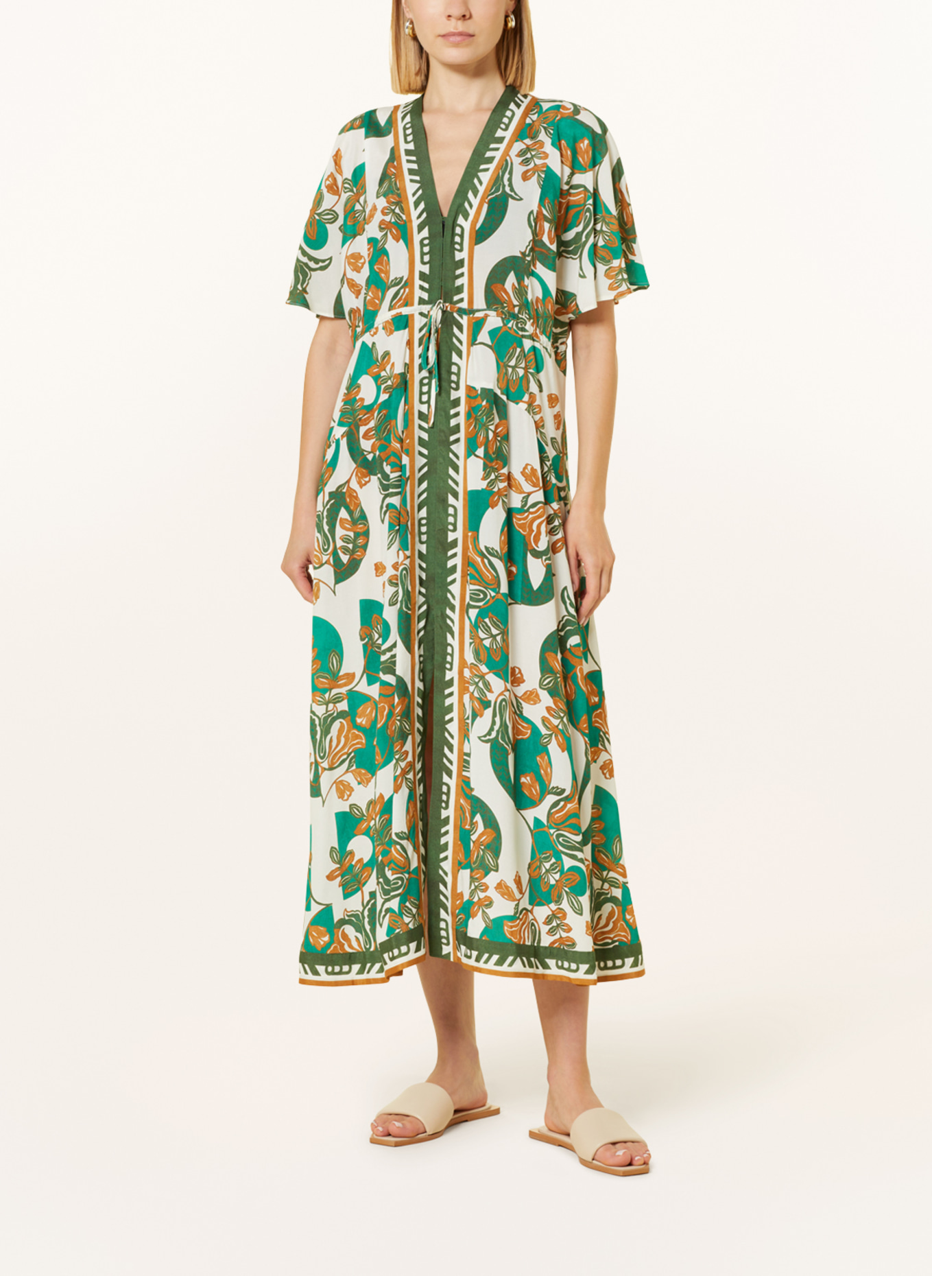 MARYAN MEHLHORN Kimono PERCEPTIONS, Color: WHITE/ GREEN/ COGNAC (Image 2)