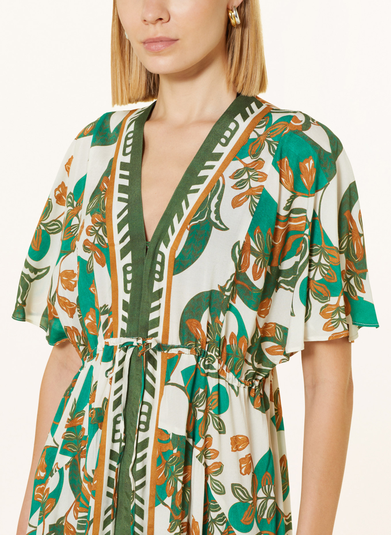 MARYAN MEHLHORN Kimono PERCEPTIONS, Color: WHITE/ GREEN/ COGNAC (Image 4)