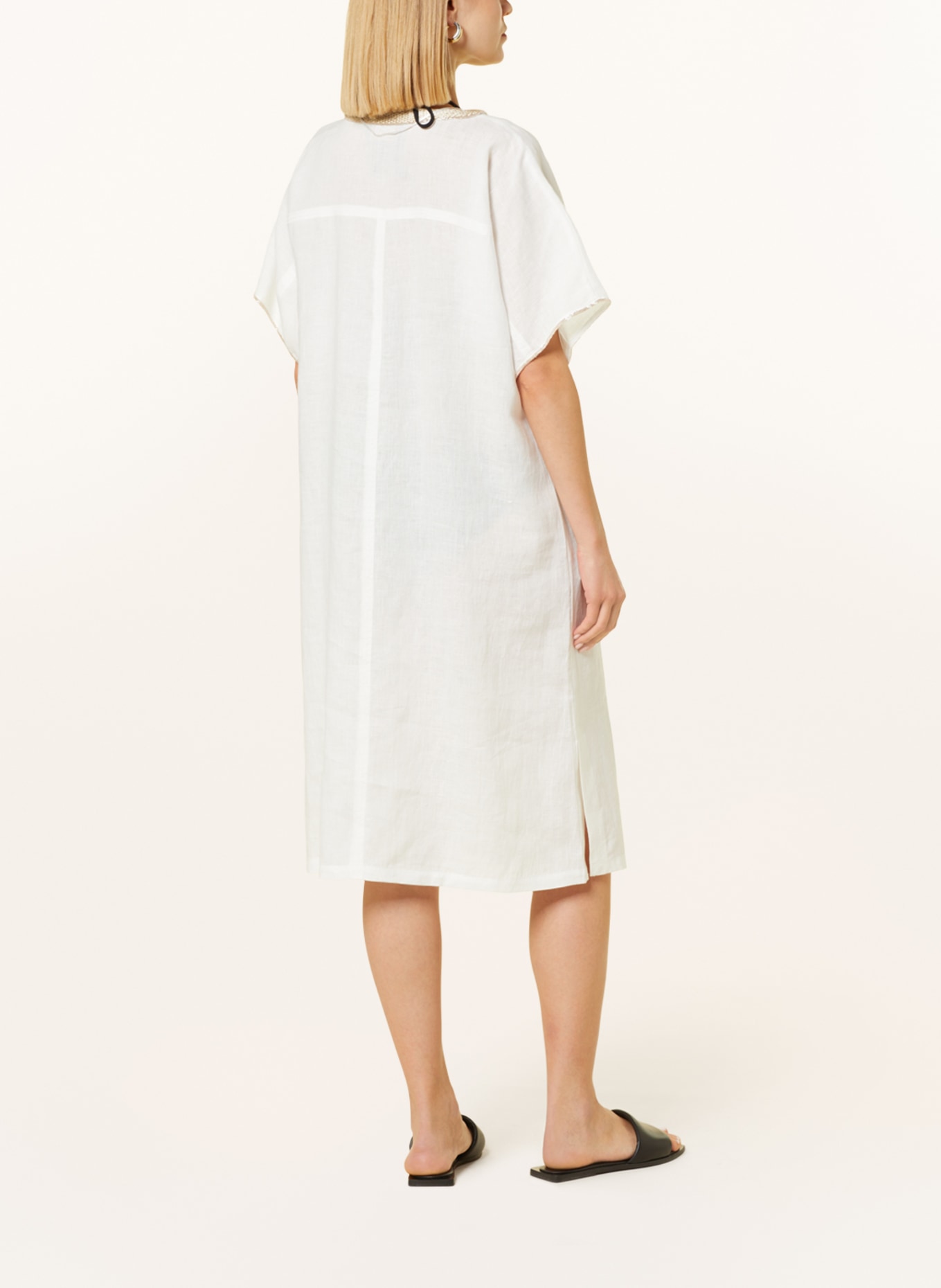 MARYAN MEHLHORN Linen tunic THE WHITE COLLECTION with decorative beads, Color: WHITE/ BEIGE (Image 3)