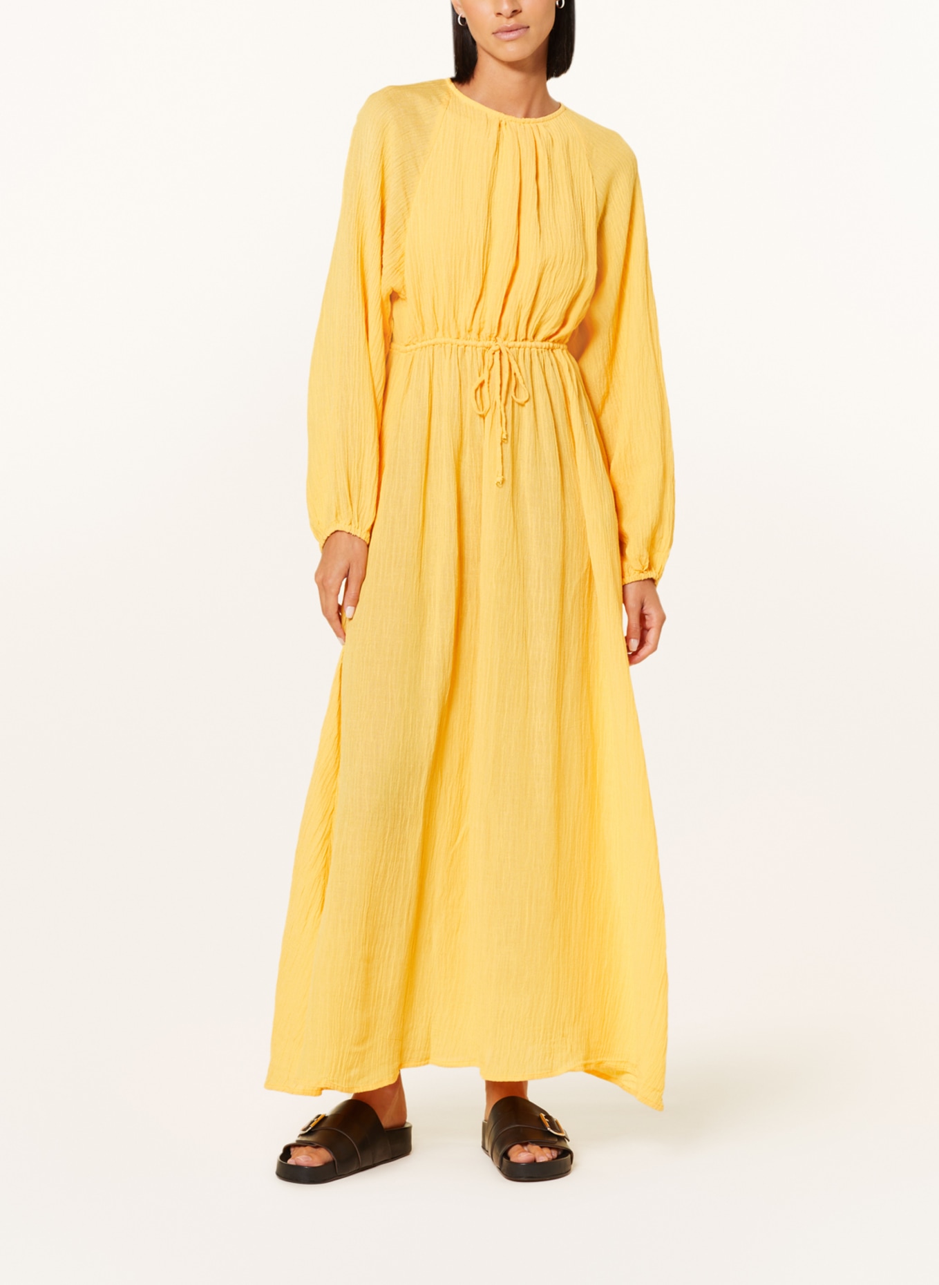 FAITHFULL THE BRAND Dress with linen in dark yellow