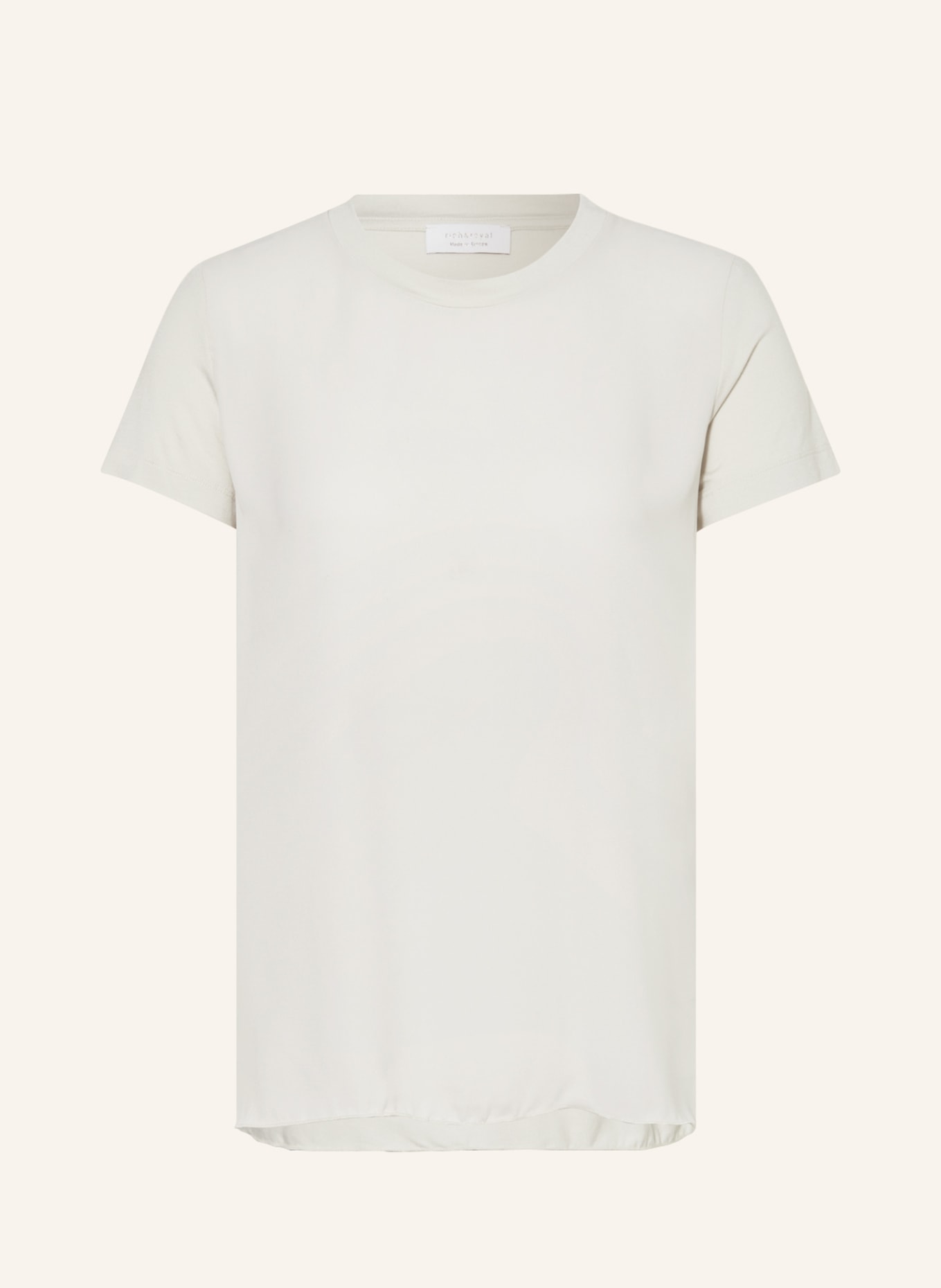 rich&royal T-shirt in mixed materials, Color: CREAM (Image 1)