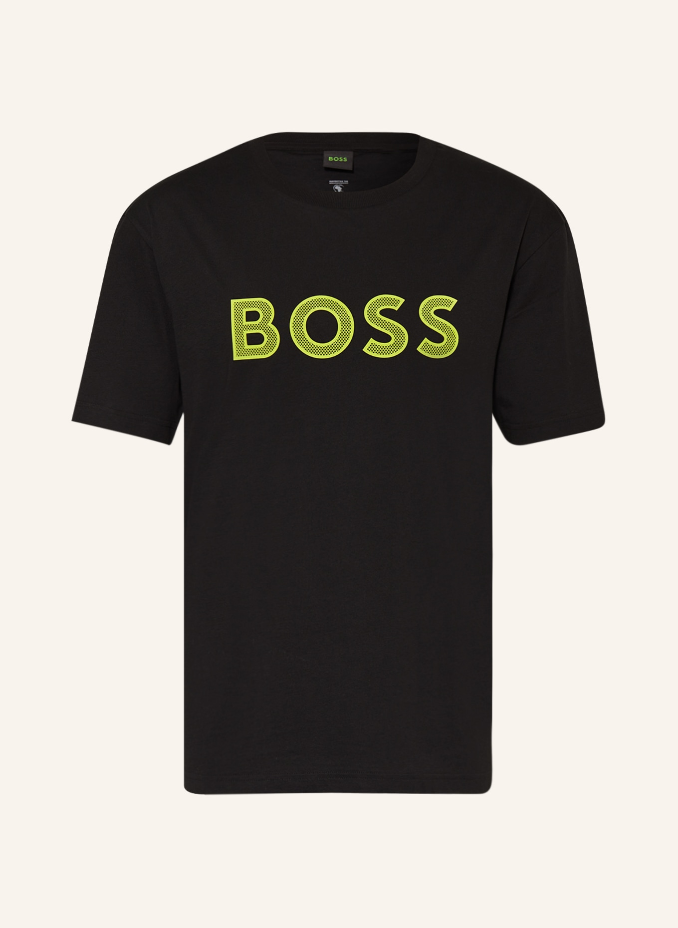 BOSS T-Shirt TEEOS, Farbe: SCHWARZ/ NEONGRÜN (Bild 1)