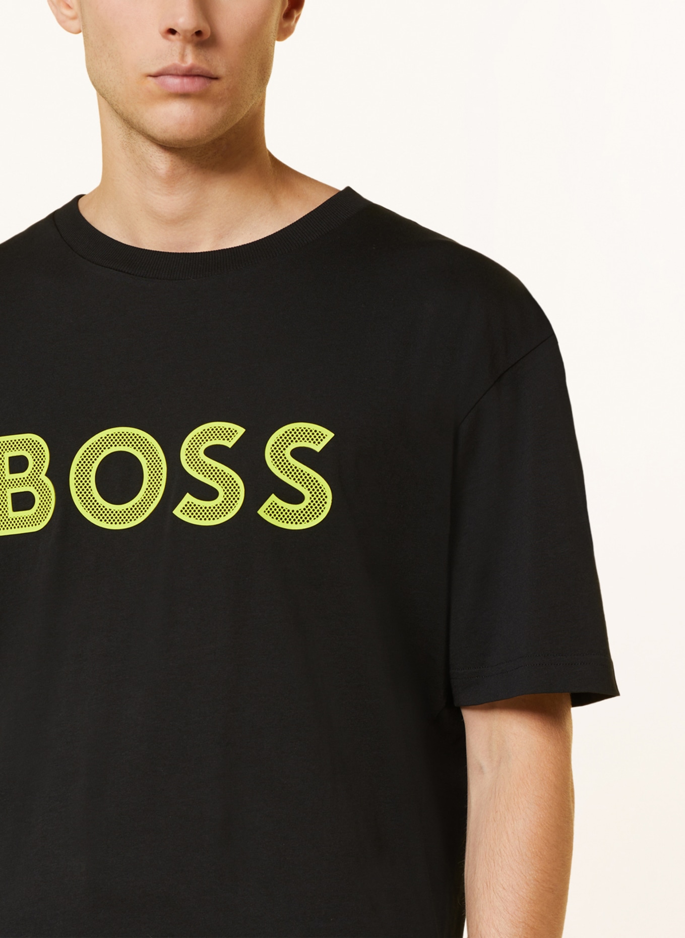 BOSS T-shirt TEEOS, Color: BLACK/ NEON GREEN (Image 4)