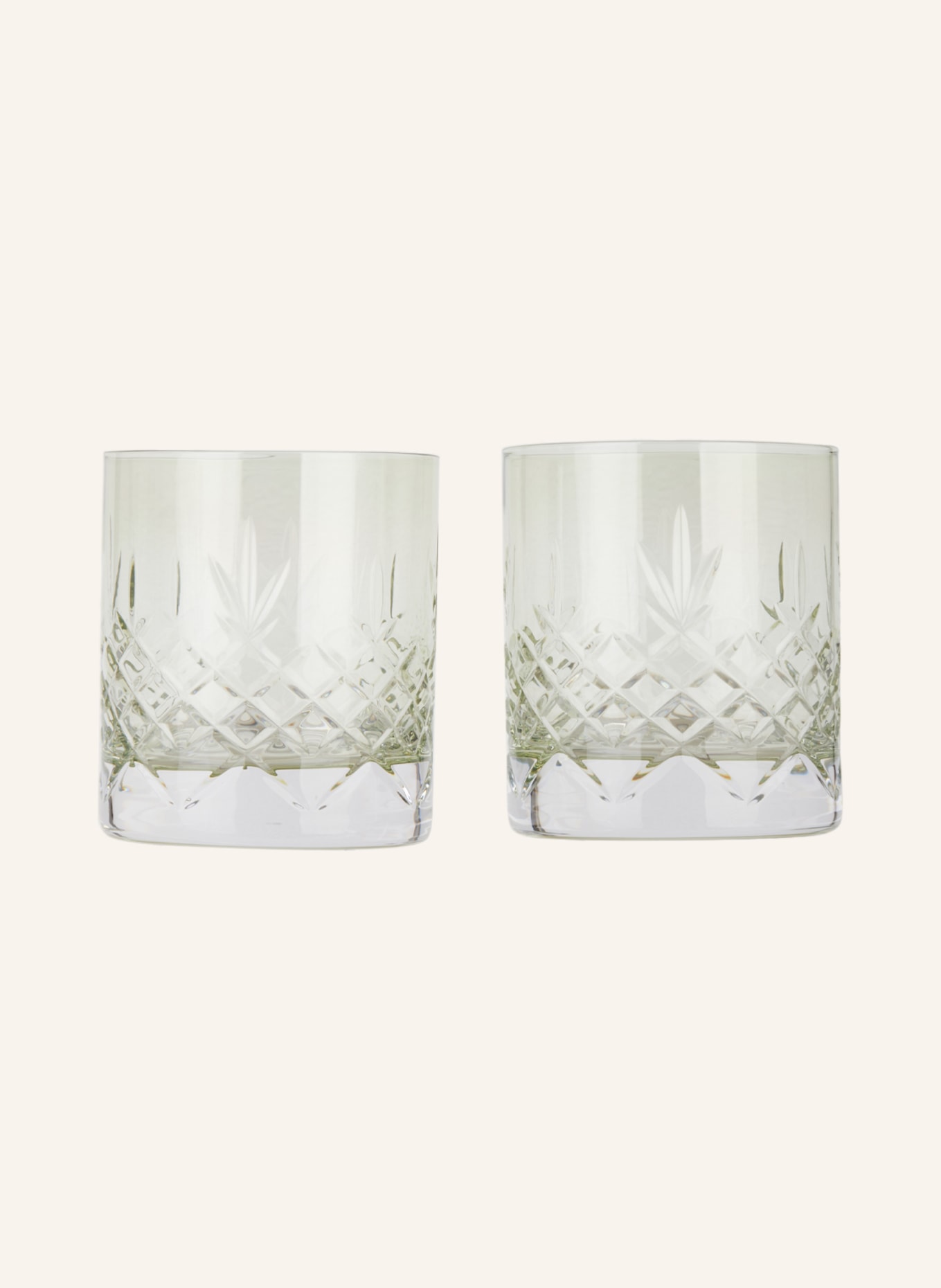 FREDERIK BAGGER Set of 2 drinking glasses CRISPY LOWBALL CITRINE, Color: GREEN (Image 1)