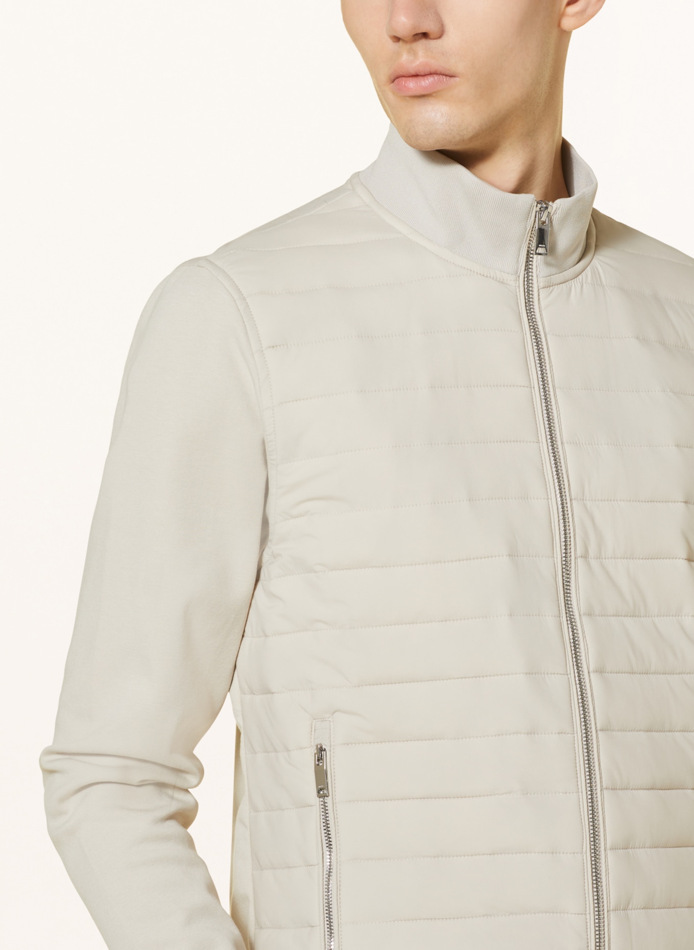 REISS Quilted jacket FLINTOFF in mixed materials, Color: CREAM (Image 4)
