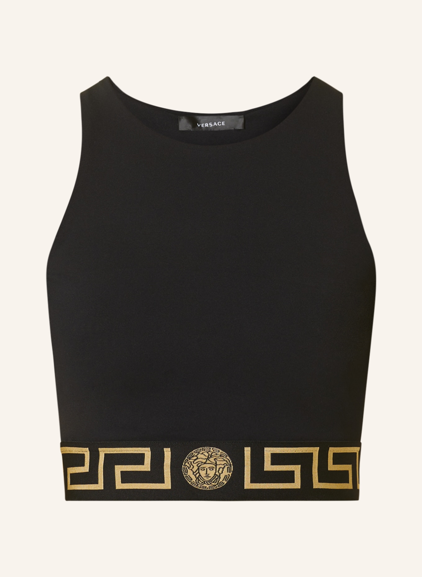 VERSACE Cropped top with cut-out, Color: BLACK/ BEIGE (Image 1)