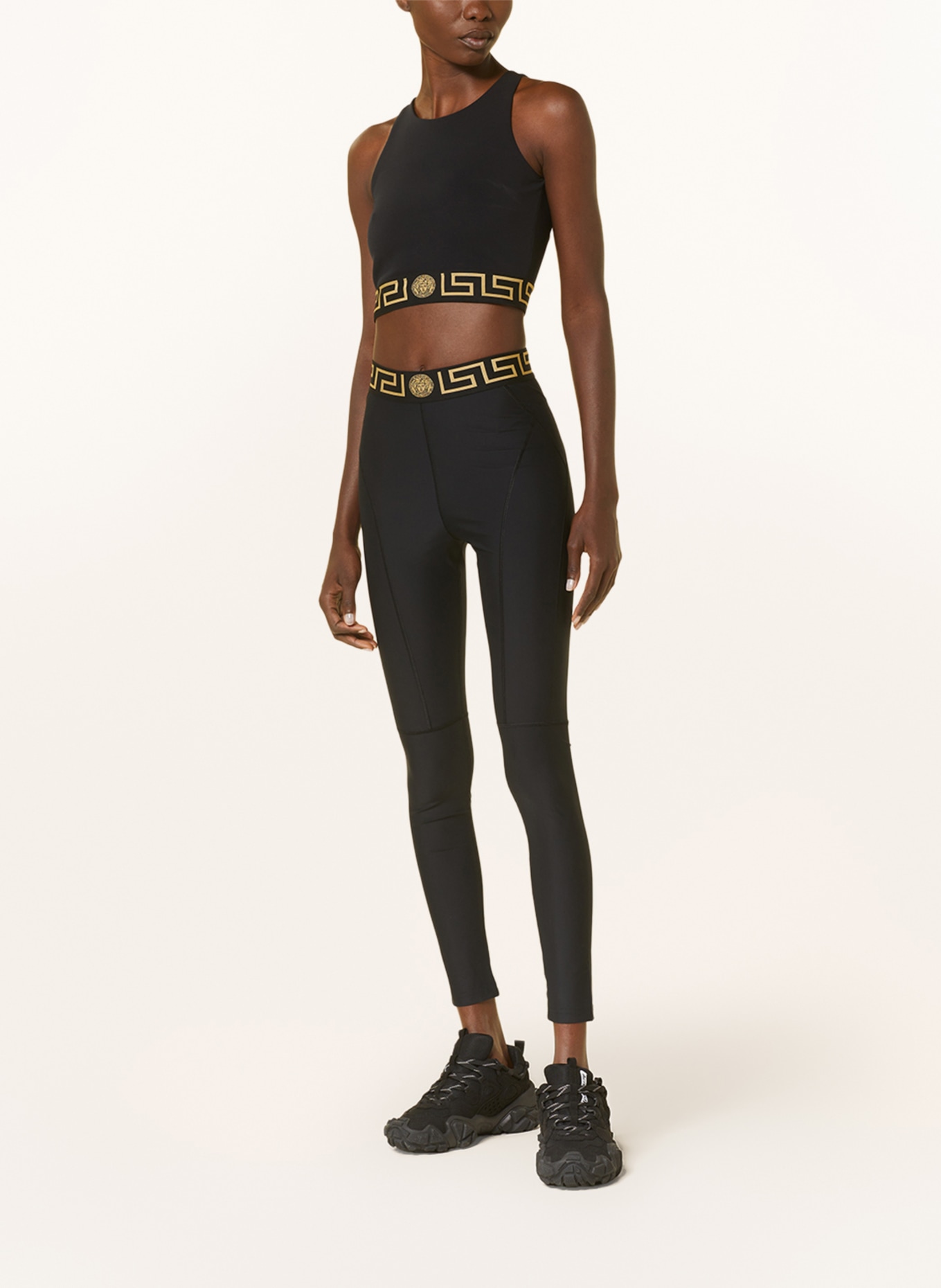 VERSACE Cropped top with cut-out, Color: BLACK/ BEIGE (Image 2)