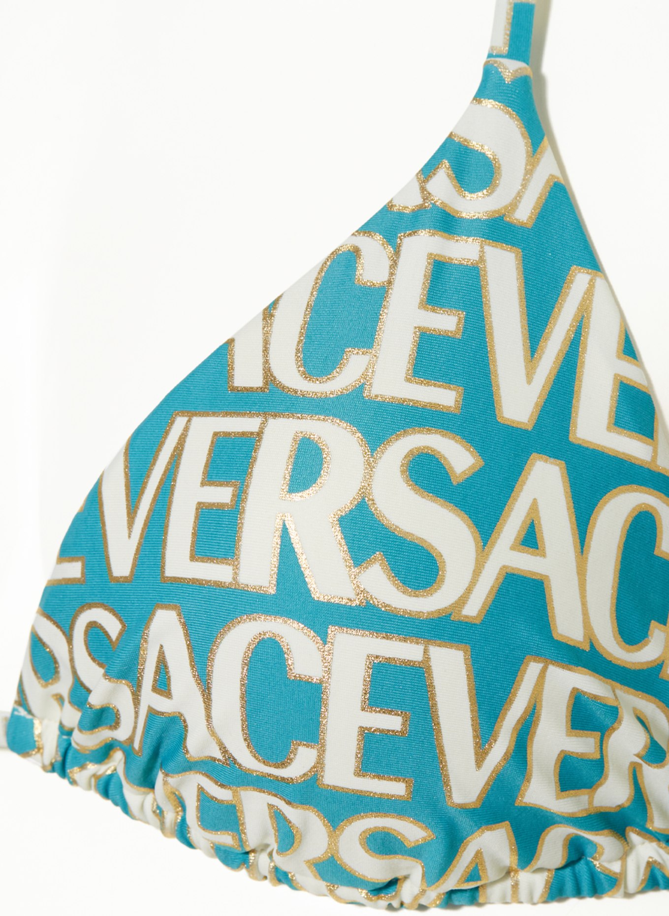 VERSACE Triangle bikini top with glitter thread, Color: TURQUOISE/ ECRU (Image 5)