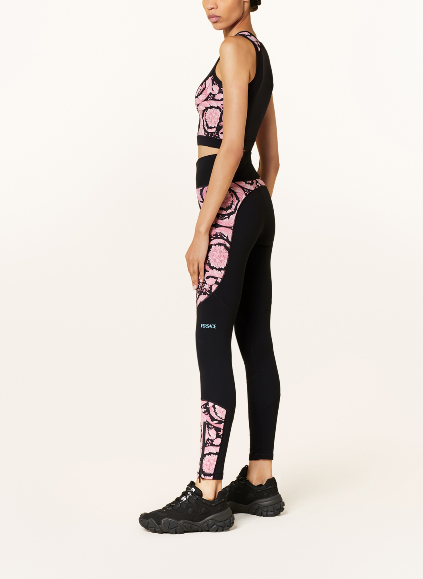 VERSACE Leggings in black/ pink