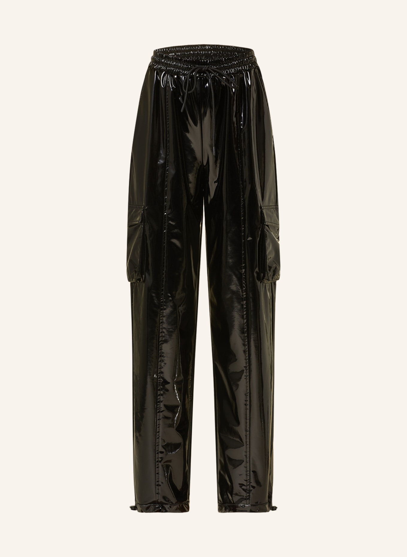 KARO KAUER Cargo pants in leather look, Color: BLACK (Image 1)