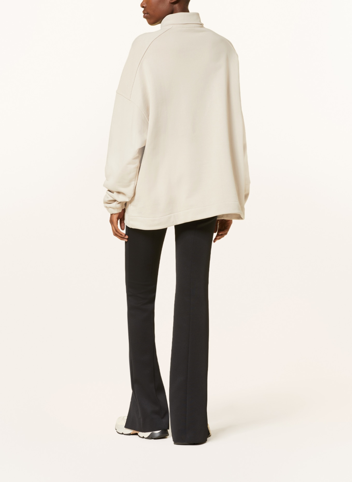 KARO KAUER Half-zip sweater in sweatshirt fabric, Color: BEIGE (Image 3)
