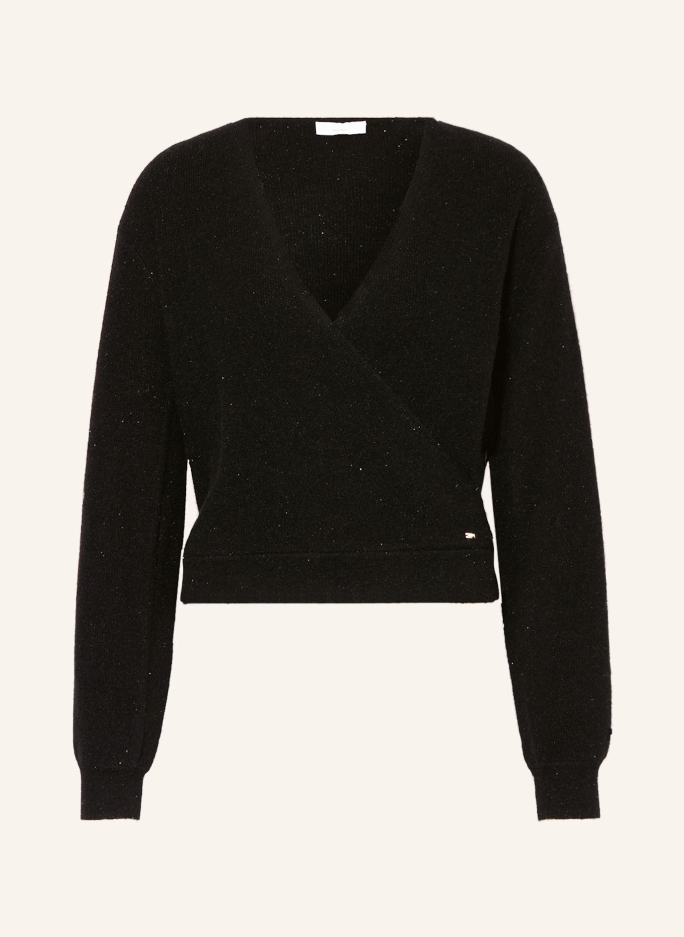 CINQUE Sweater CIBRIA in wrap look with glitter thread, Color: BLACK (Image 1)