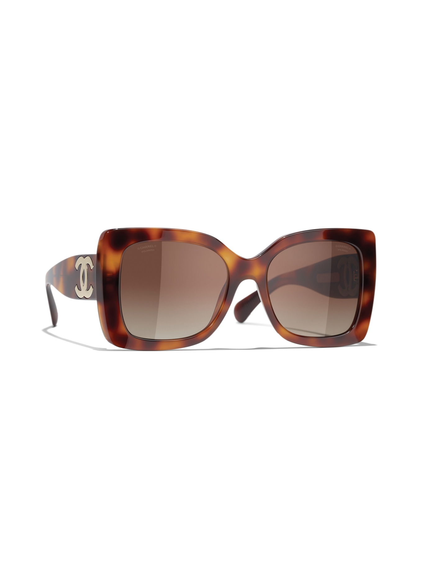 CHANEL Quadratische Sonnenbrille: 1295S9 - HAVANA/ BRAUN VERLAUF