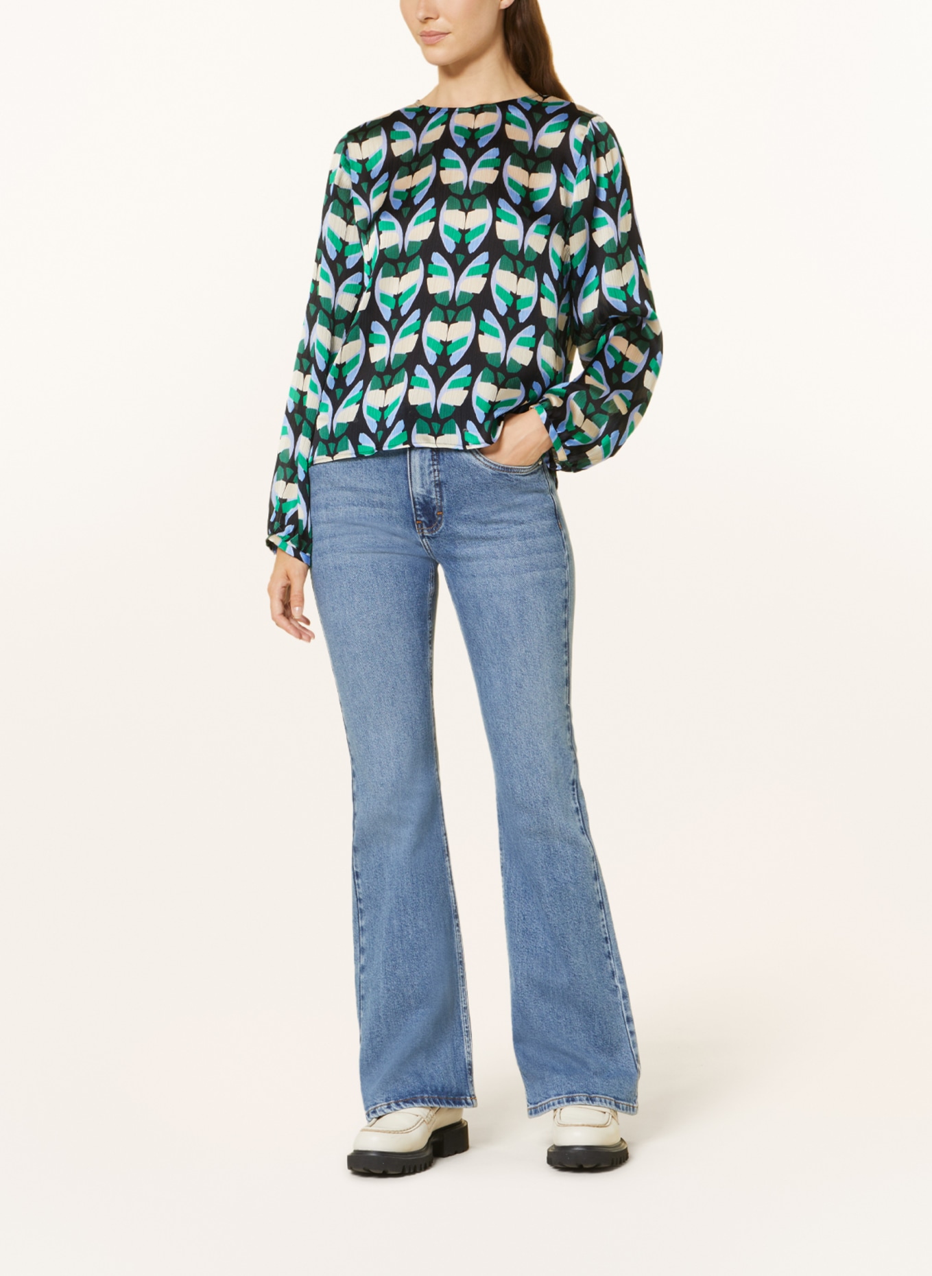 CINQUE Shirt blouse CITIZIA, Color: BLACK/ LIGHT BLUE/ GREEN (Image 2)
