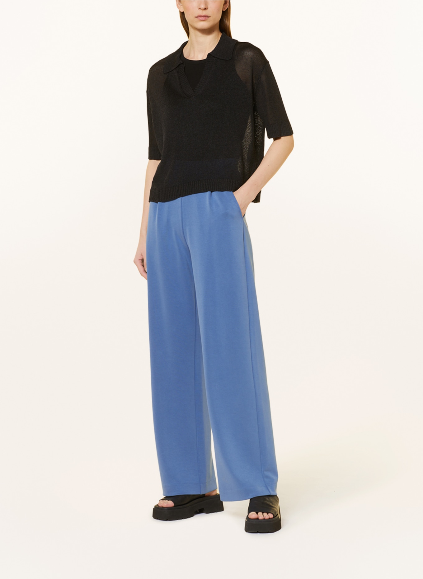 rich&royal Wide leg trousers made of jersey, Color: BLUE (Image 2)