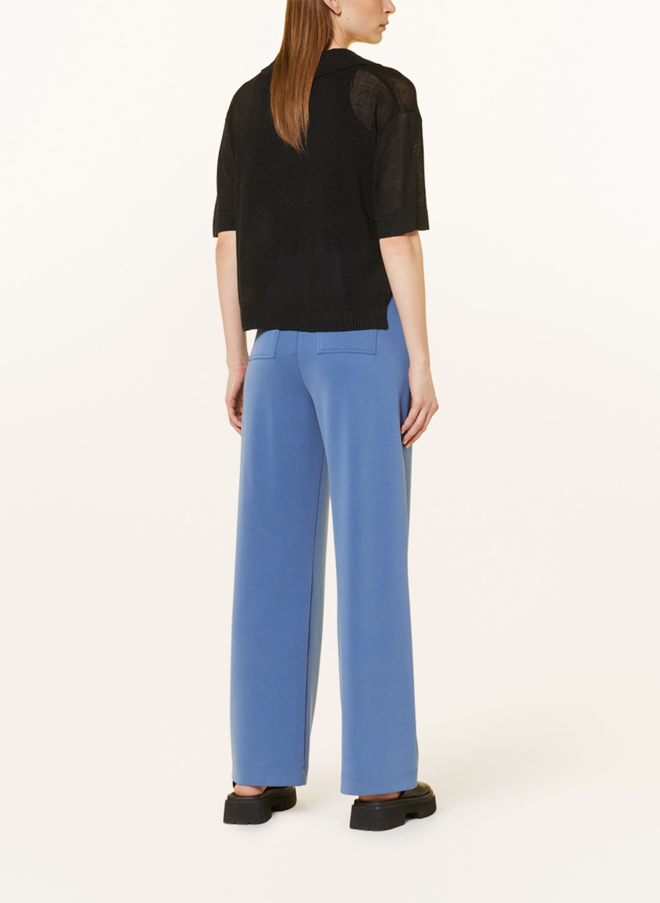 rich&royal Wide leg trousers made of jersey, Color: BLUE (Image 3)
