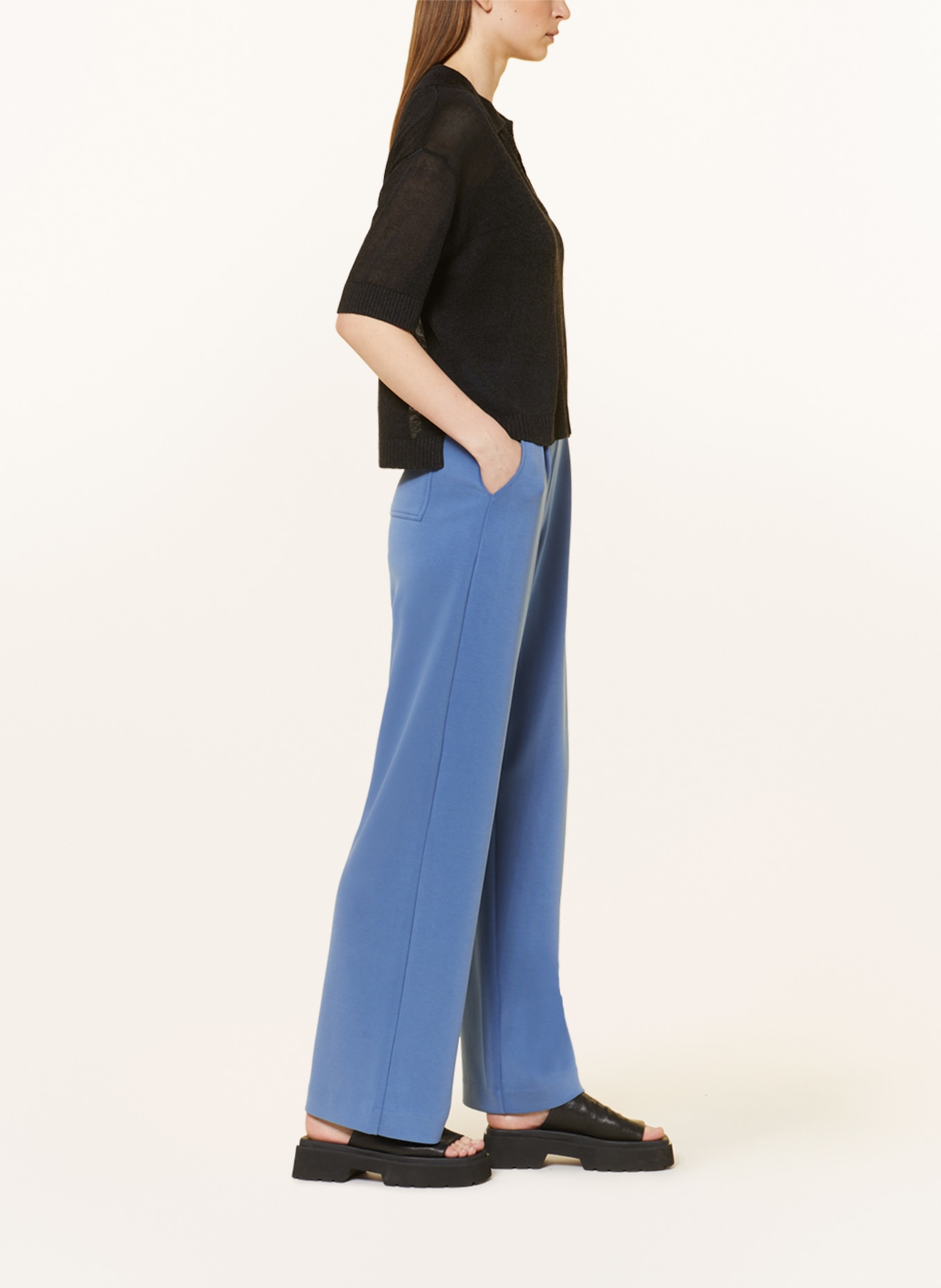 rich&royal Wide leg trousers made of jersey, Color: BLUE (Image 4)