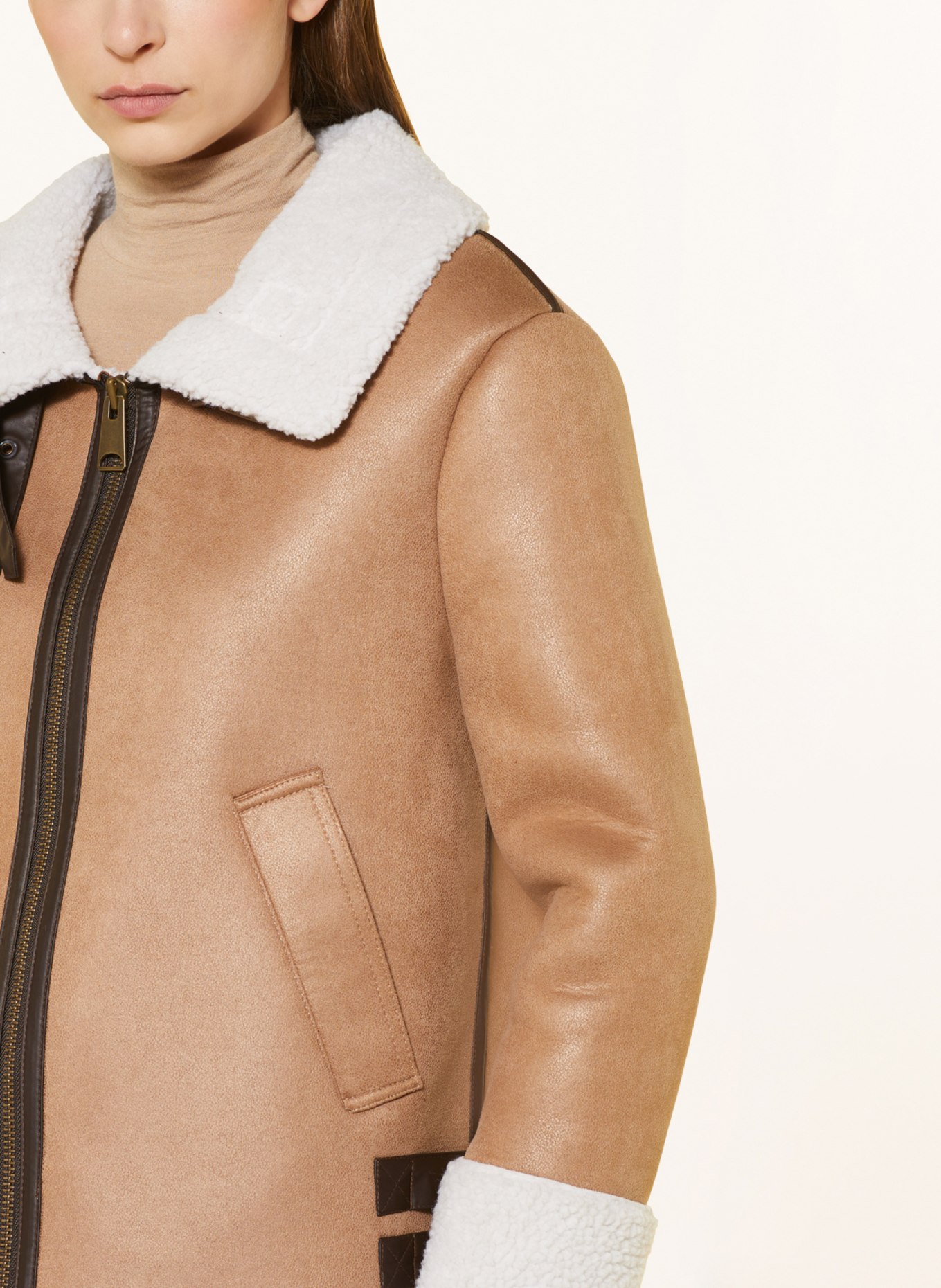 Leather look aviator jacket best sale
