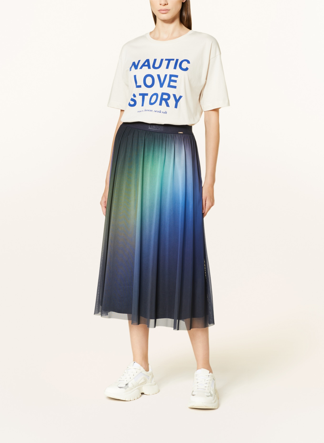 CINQUE Skirt CIFAB made of mesh, Color: DARK BLUE/ GREEN (Image 2)