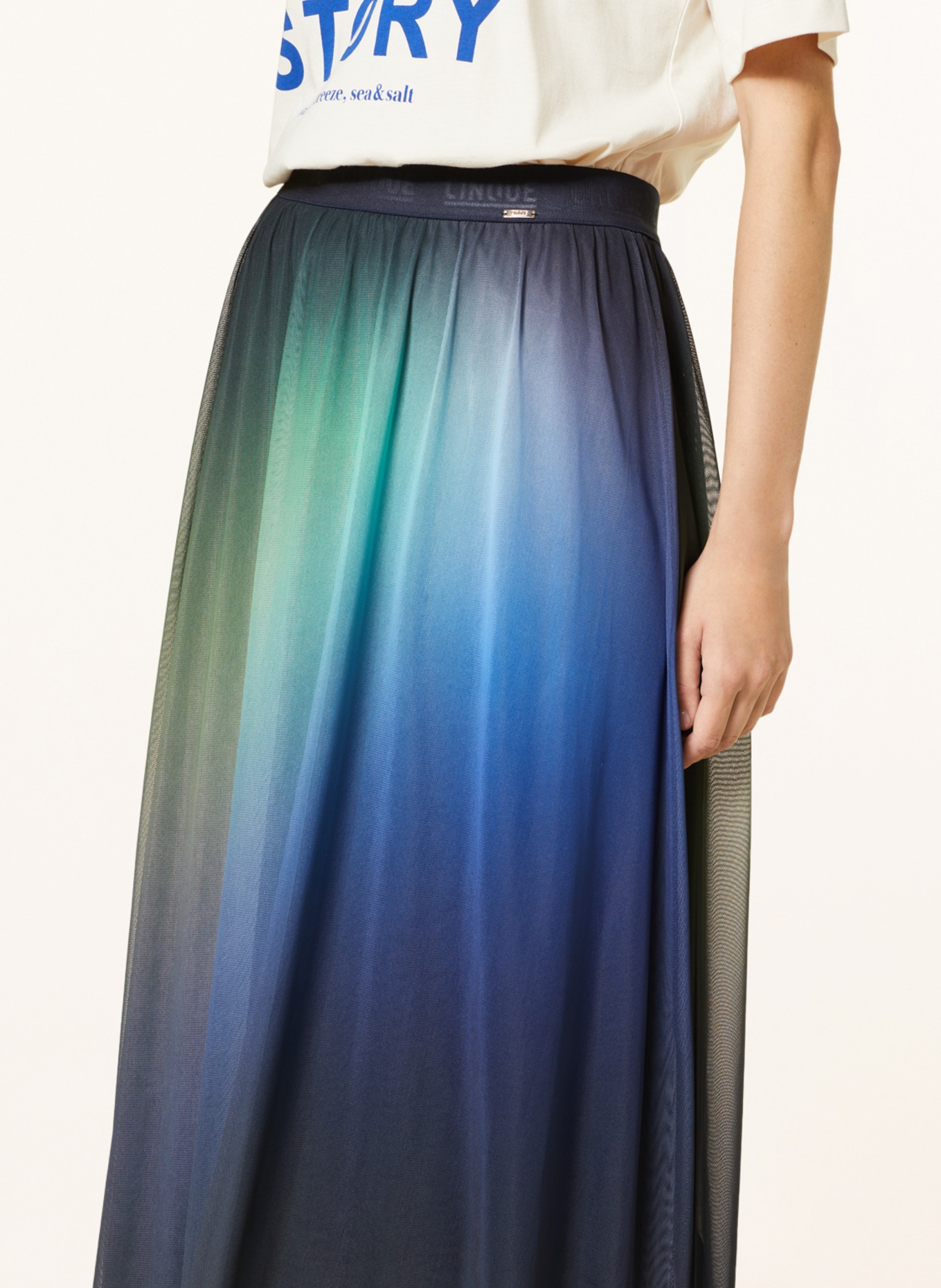 CINQUE Skirt CIFAB made of mesh, Color: DARK BLUE/ GREEN (Image 4)