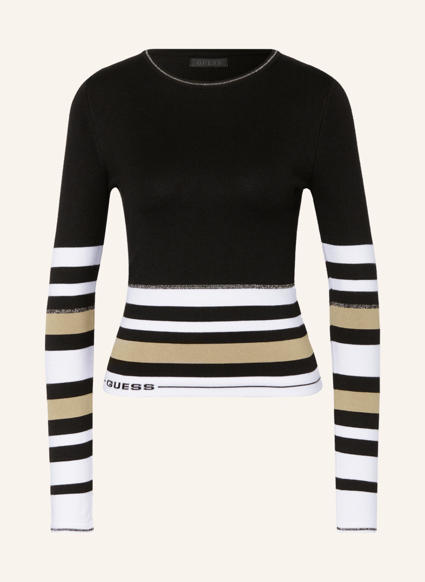 GUESS Sweater MAIA with glitter thread, Color: BLACK/ WHITE/ LIGHT BROWN (Image 1)