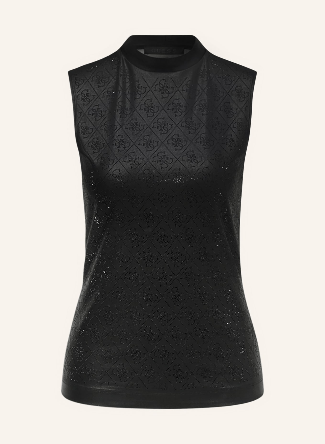 GUESS Top MIA with mesh and decorative gems, Color: BLACK (Image 1)