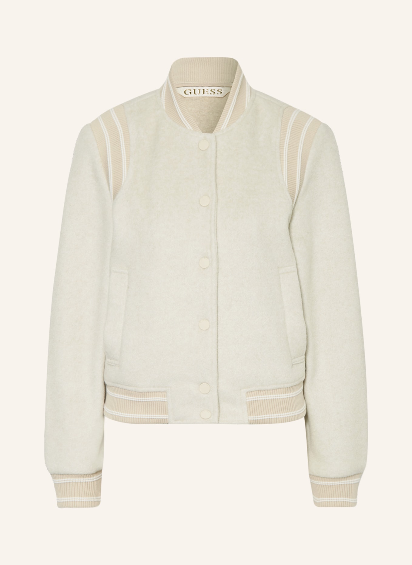 GUESS Bomber jacket GLORIA, Color: CREAM/ LIGHT BROWN (Image 1)
