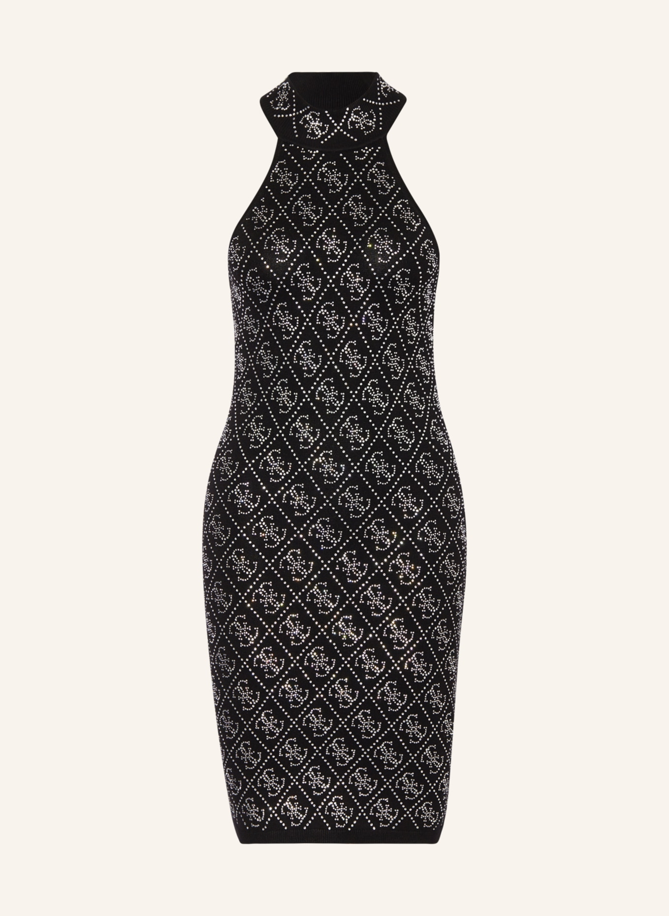 GUESS Pletené šaty CELESTE s ozdobnými kamínky, Barva: ČERNÁ (Obrázek 1)