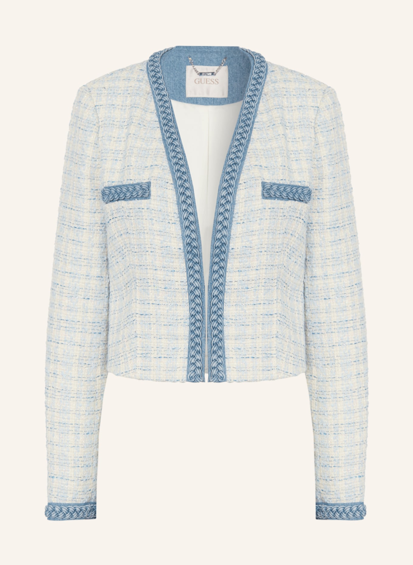 GUESS Tweed jacket TOSCA with glitter thread, Color: CREAM/ BLUE/ LIGHT BLUE (Image 1)