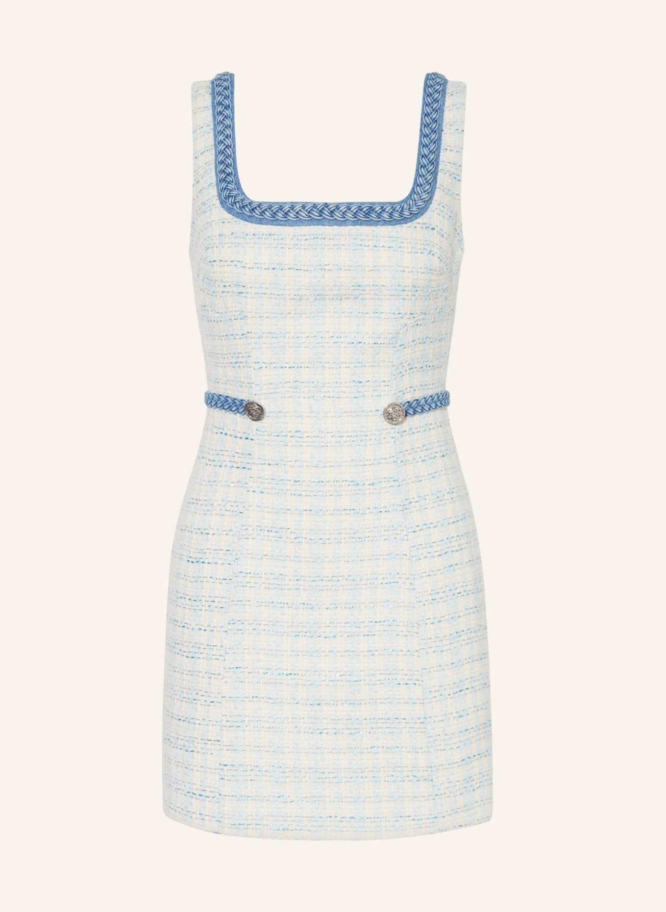 GUESS Tweed-Kleid TOSCA mit Glitzergarn, Farbe: CREME/ BLAU/ HELLBLAU (Bild 1)