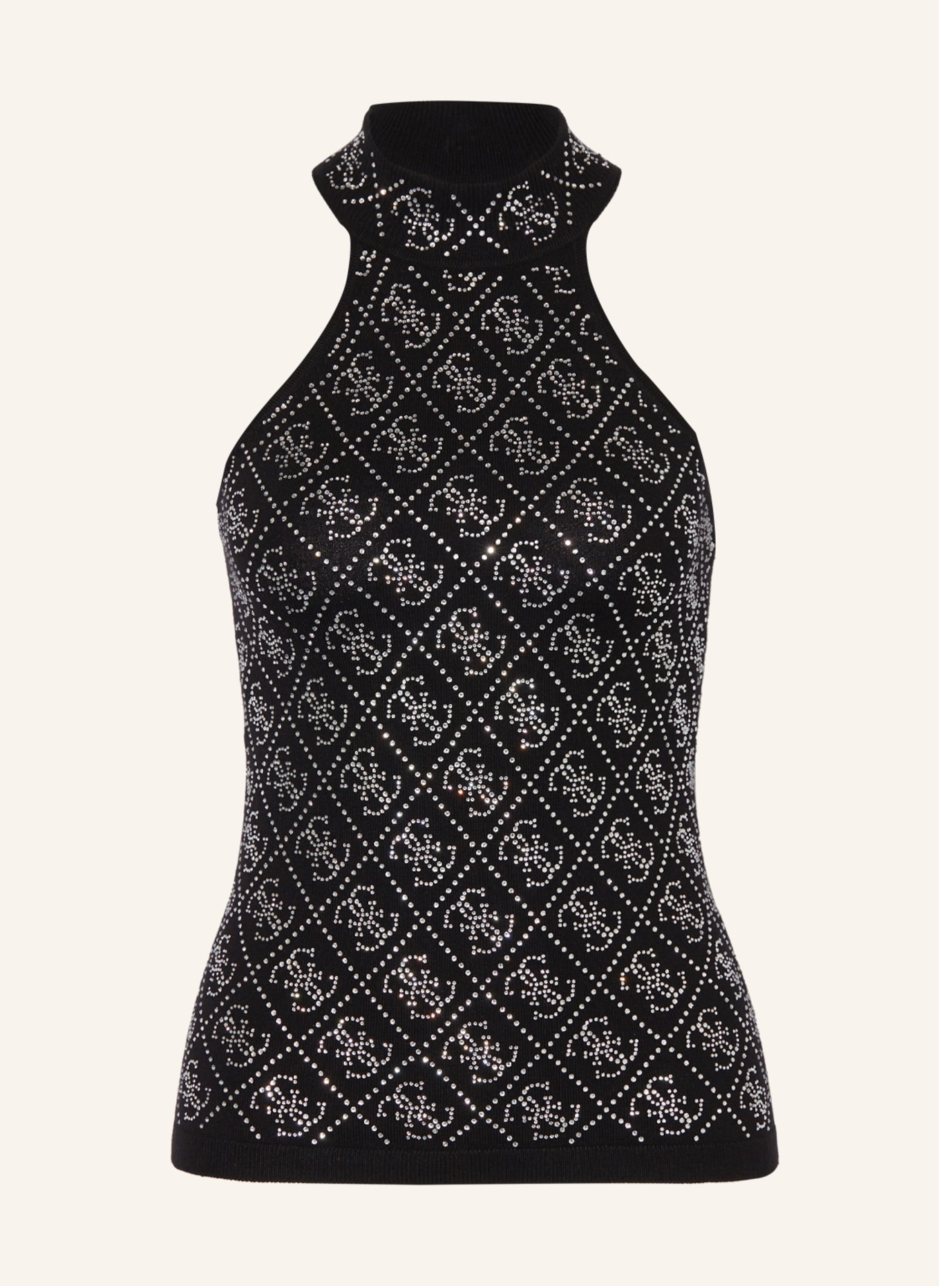 GUESS Knit top CELESTE with decorative gems, Color: BLACK (Image 1)