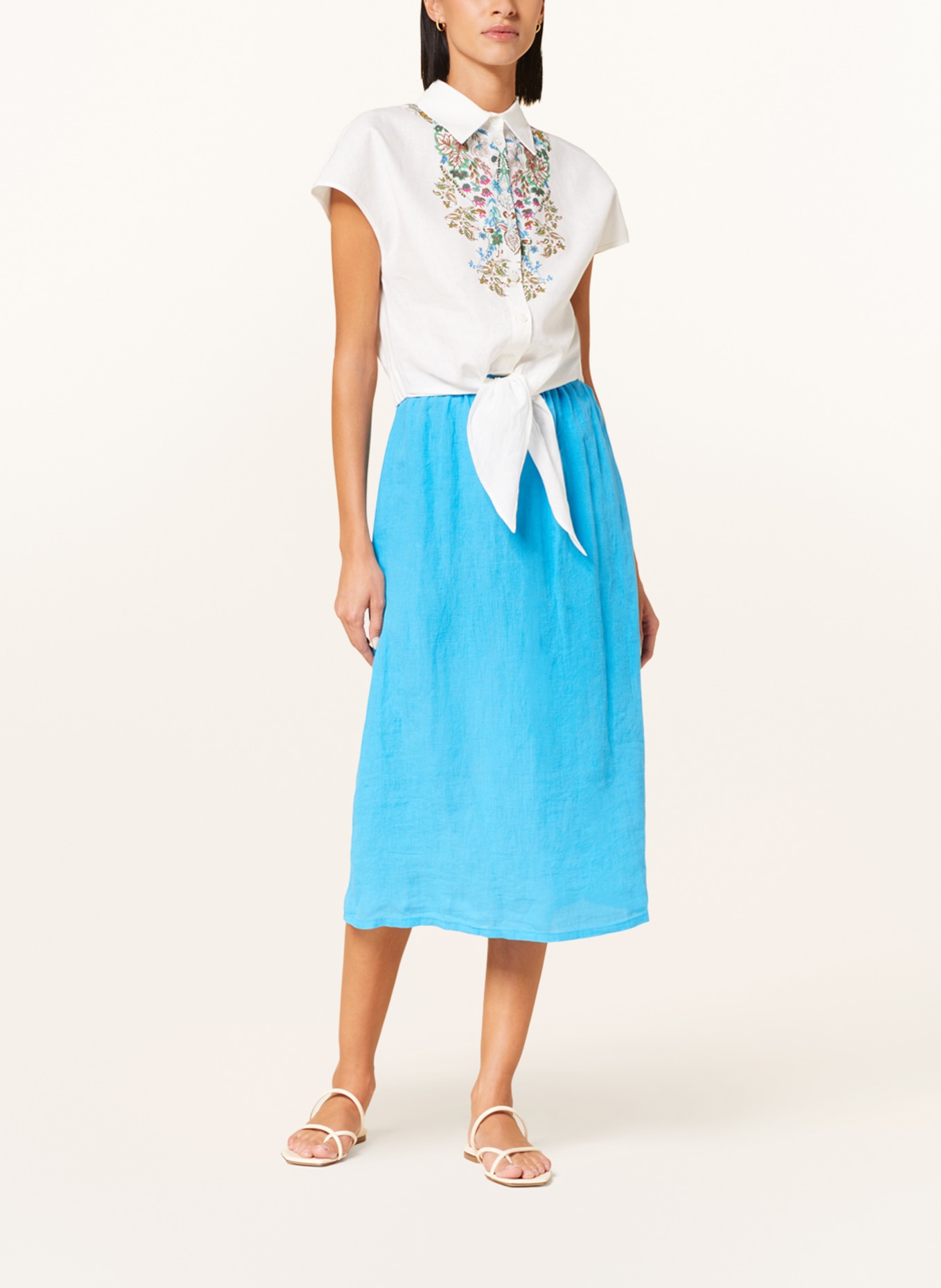 American Vintage Linen skirt IVYBO, Color: BLUE (Image 2)