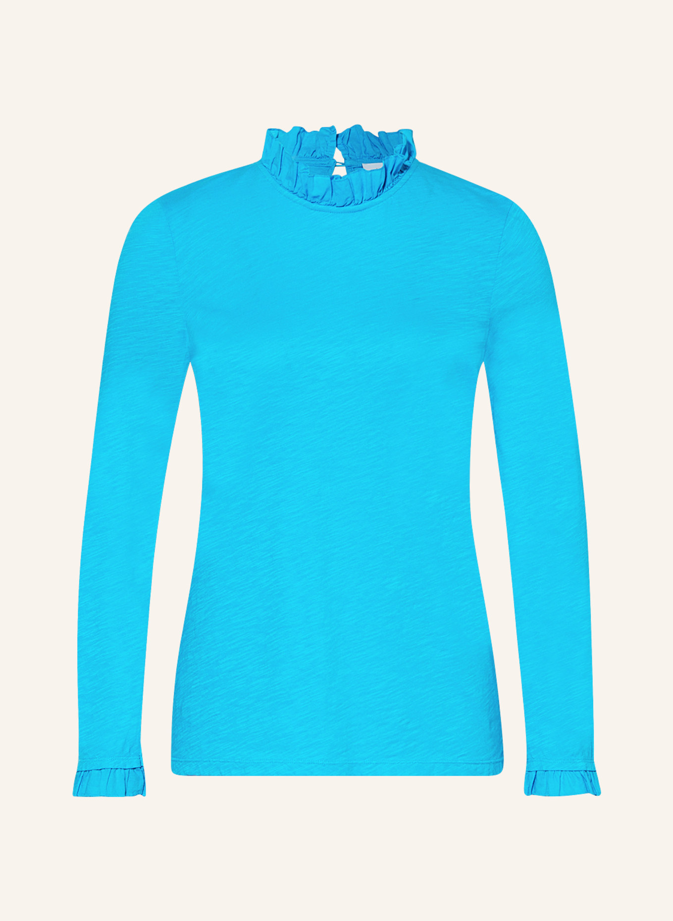 rich&royal Long sleeve shirt with ruffles, Color: TURQUOISE (Image 1)