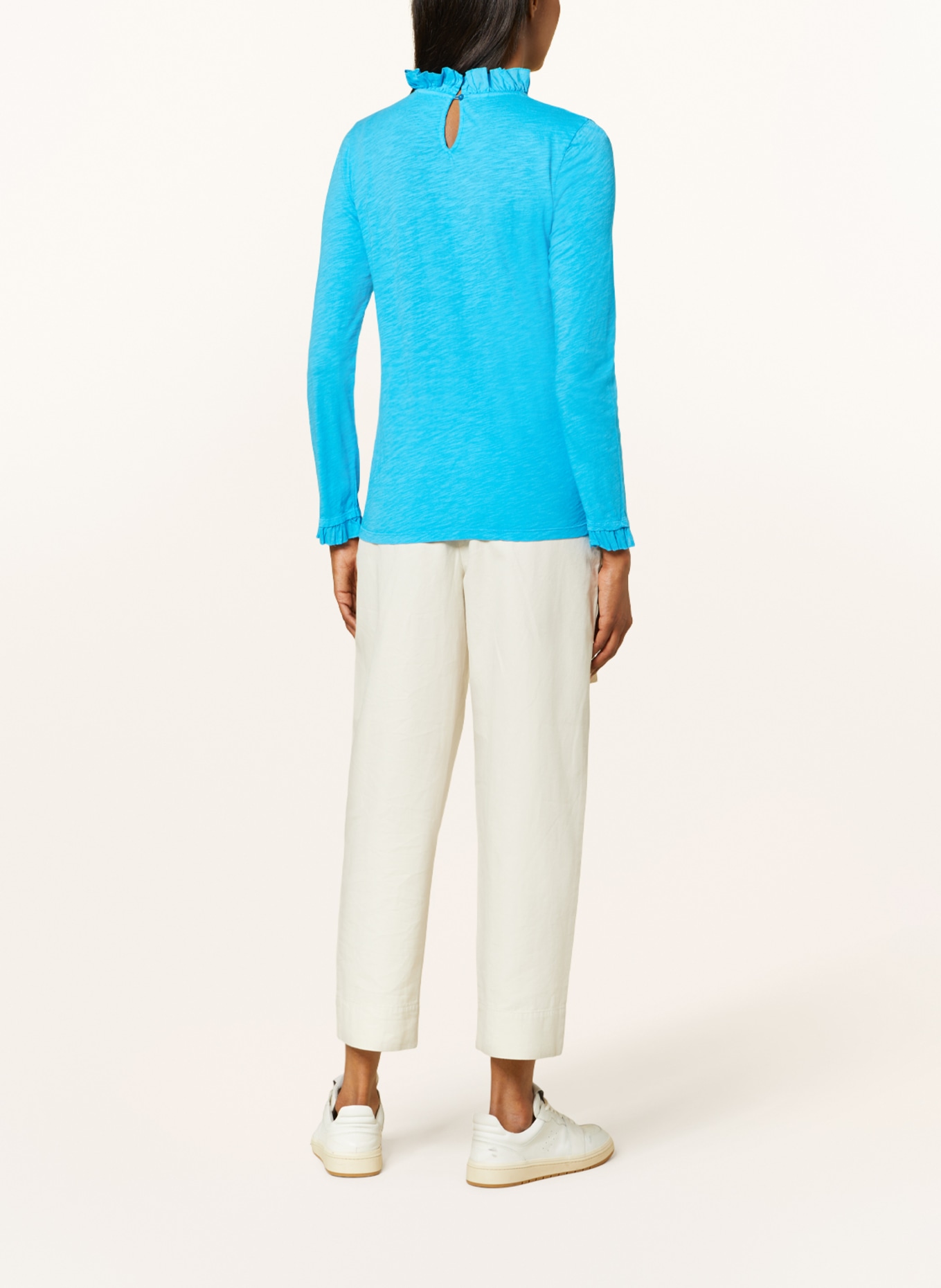 rich&royal Long sleeve shirt with ruffles, Color: TURQUOISE (Image 3)