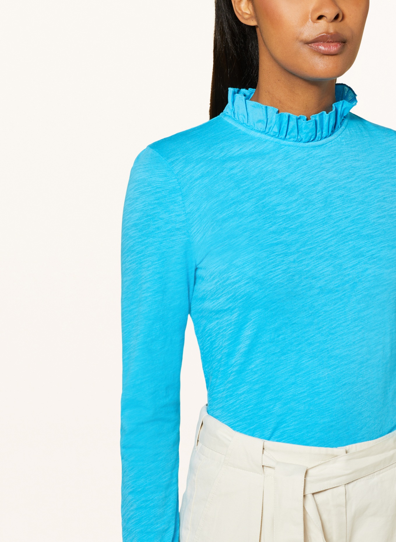 rich&royal Long sleeve shirt with ruffles, Color: TURQUOISE (Image 4)