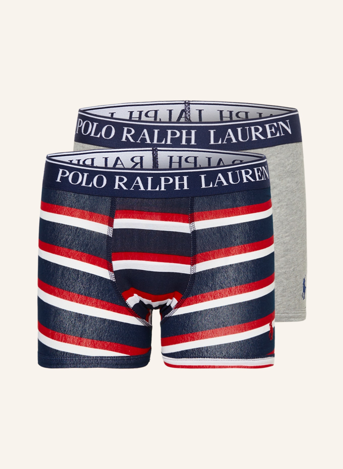 POLO RALPH LAUREN 2er-Pack Boxershorts, Farbe: GRAU/ DUNKELBLAU/ ROT (Bild 1)