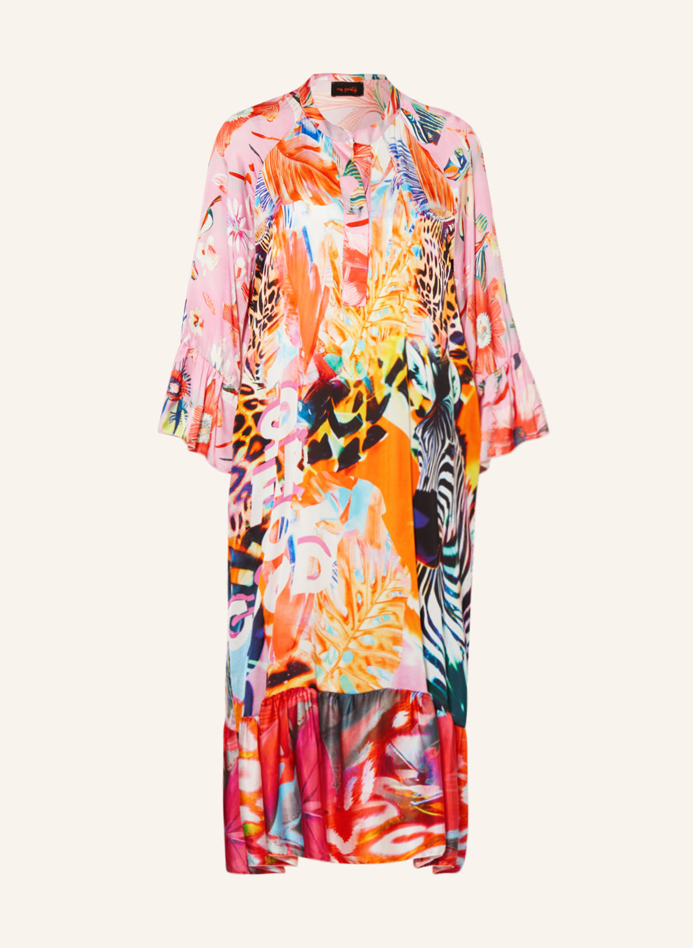 miss goodlife Satin dress SO FAR SO GOOD, Color: ORANGE/ ROSE (Image 1)