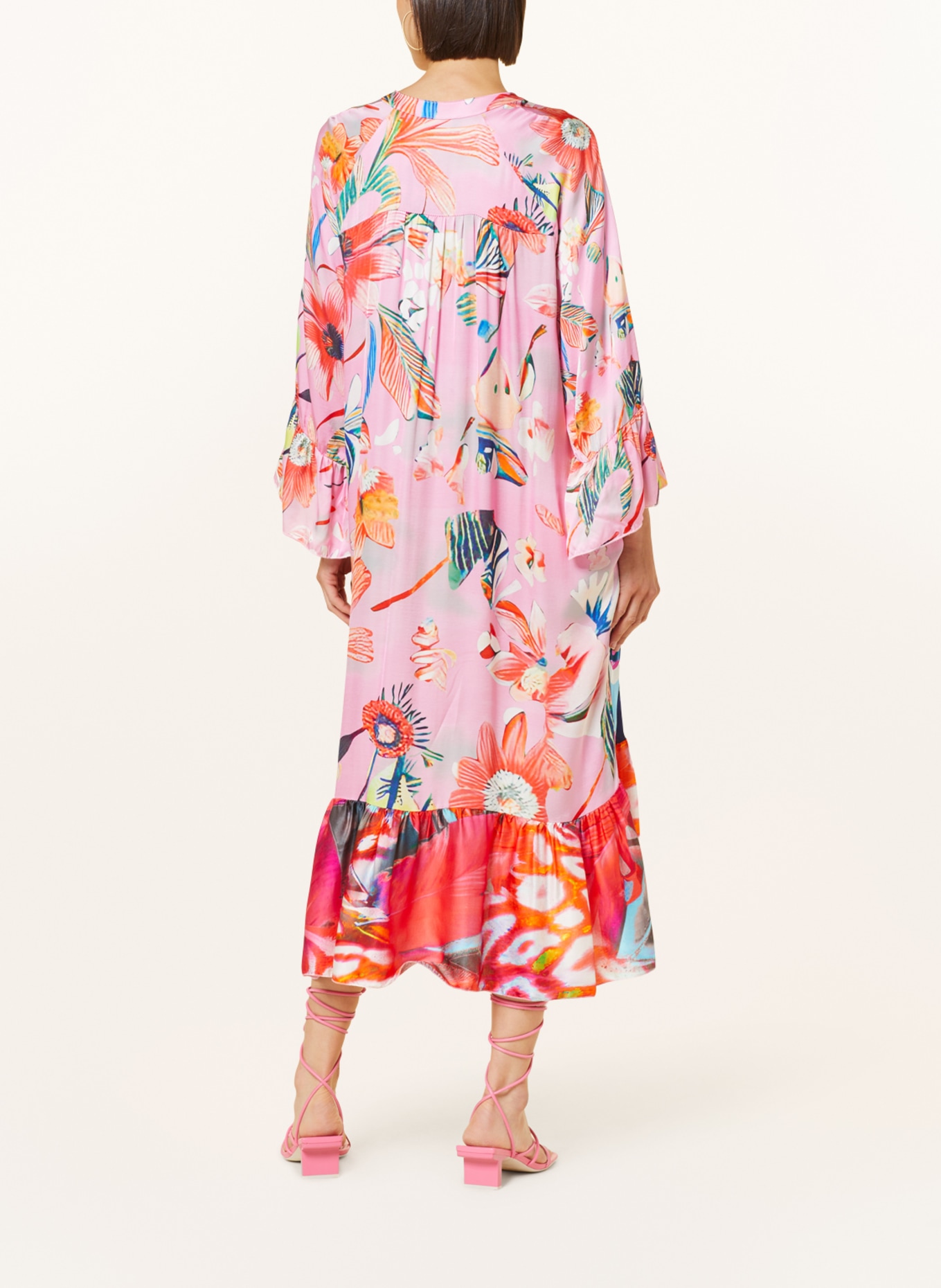 miss goodlife Satin dress SO FAR SO GOOD, Color: ORANGE/ ROSE (Image 3)