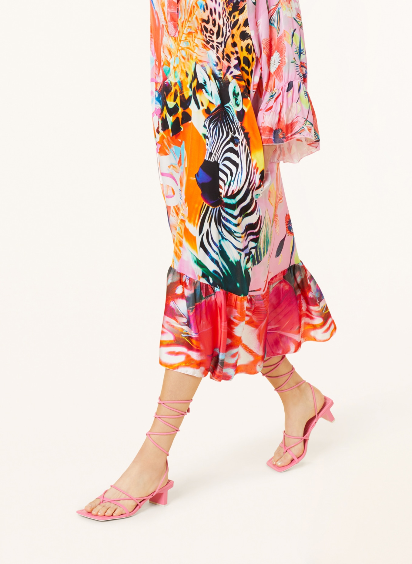 miss goodlife Satin dress SO FAR SO GOOD, Color: ORANGE/ ROSE (Image 4)