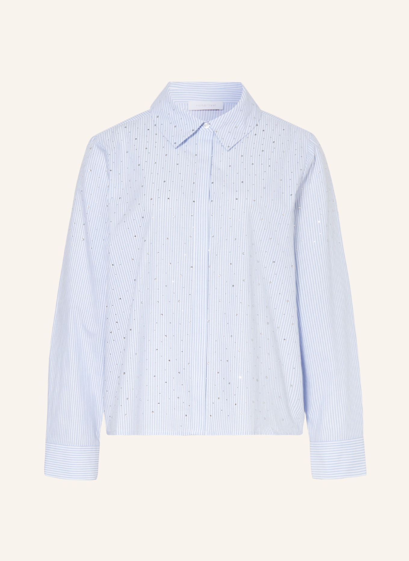 rich&royal Shirt blouse with decorative gems, Color: LIGHT BLUE/ WHITE (Image 1)