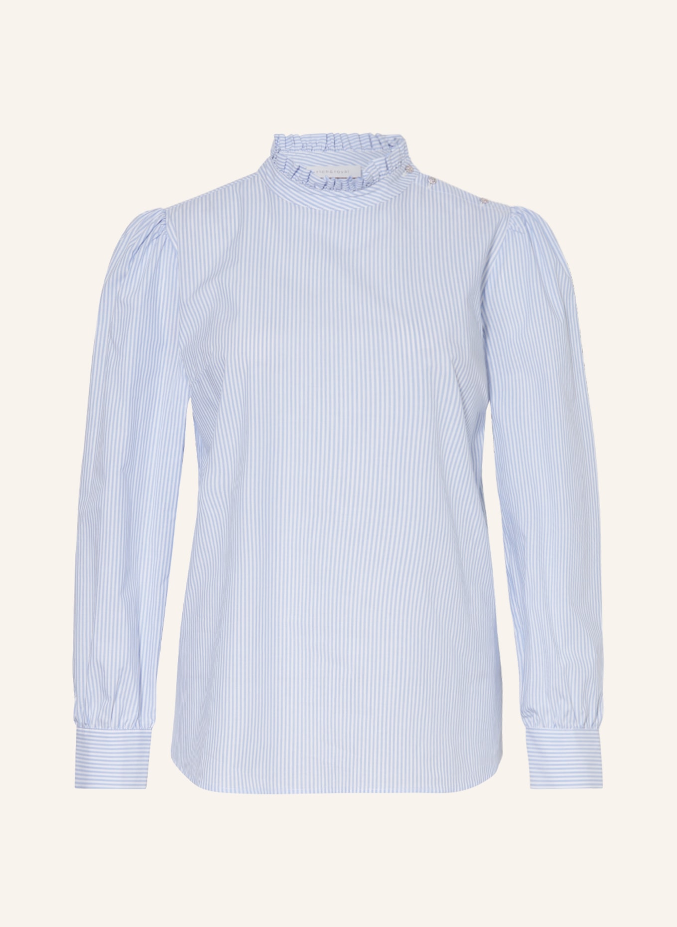 rich&royal Shirt blouse with ruffles, Color: LIGHT BLUE/ WHITE (Image 1)
